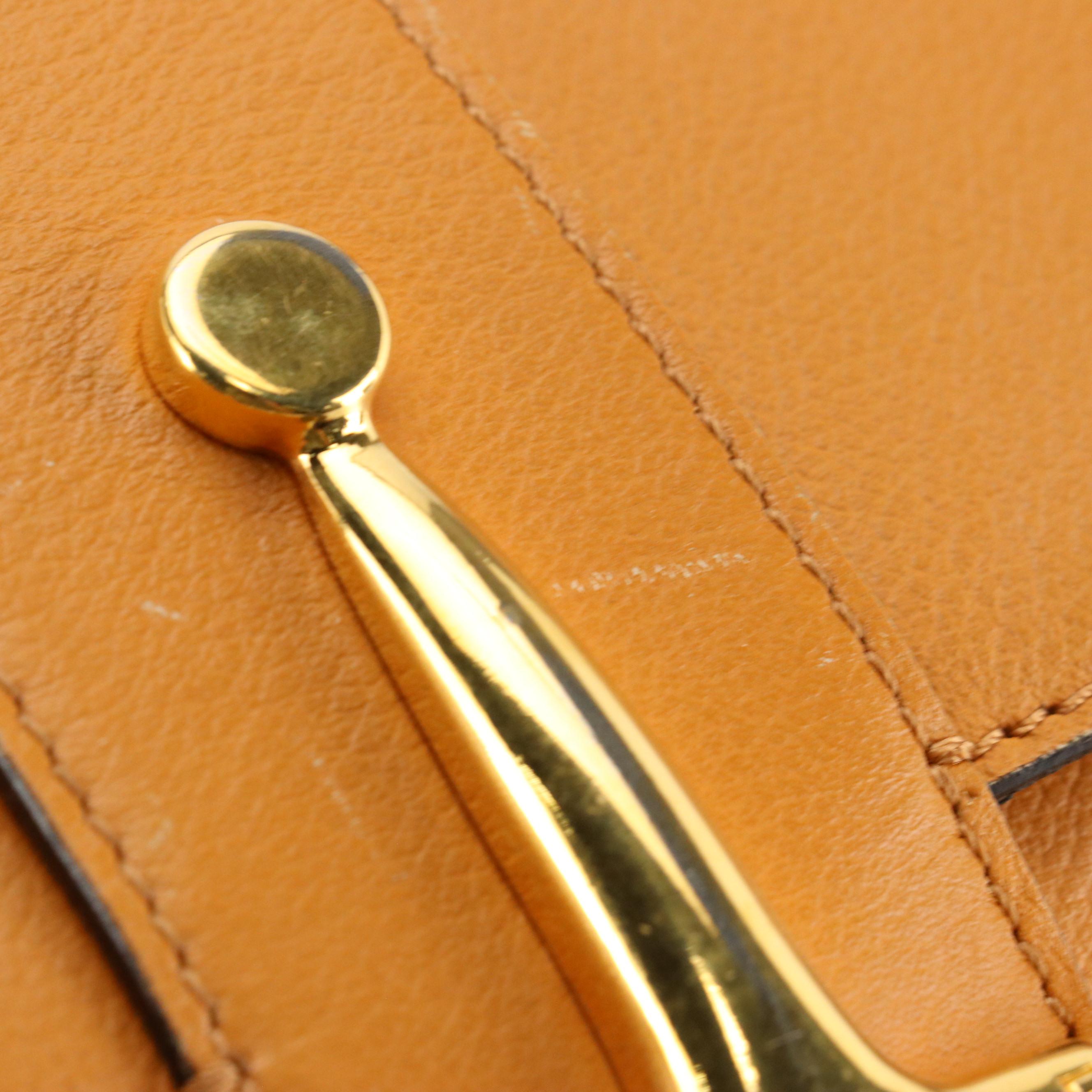 Celine Front Flap Demilune Shoulder Bag in Tan Leather