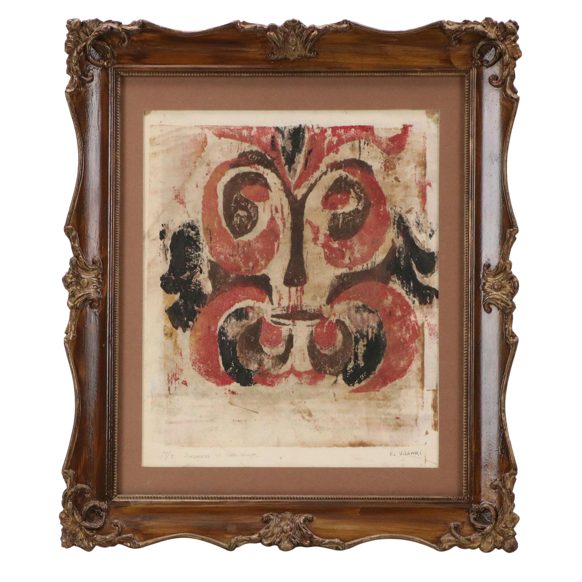 E. Villari Figurative Relief Print "Sadness of 14th Week"