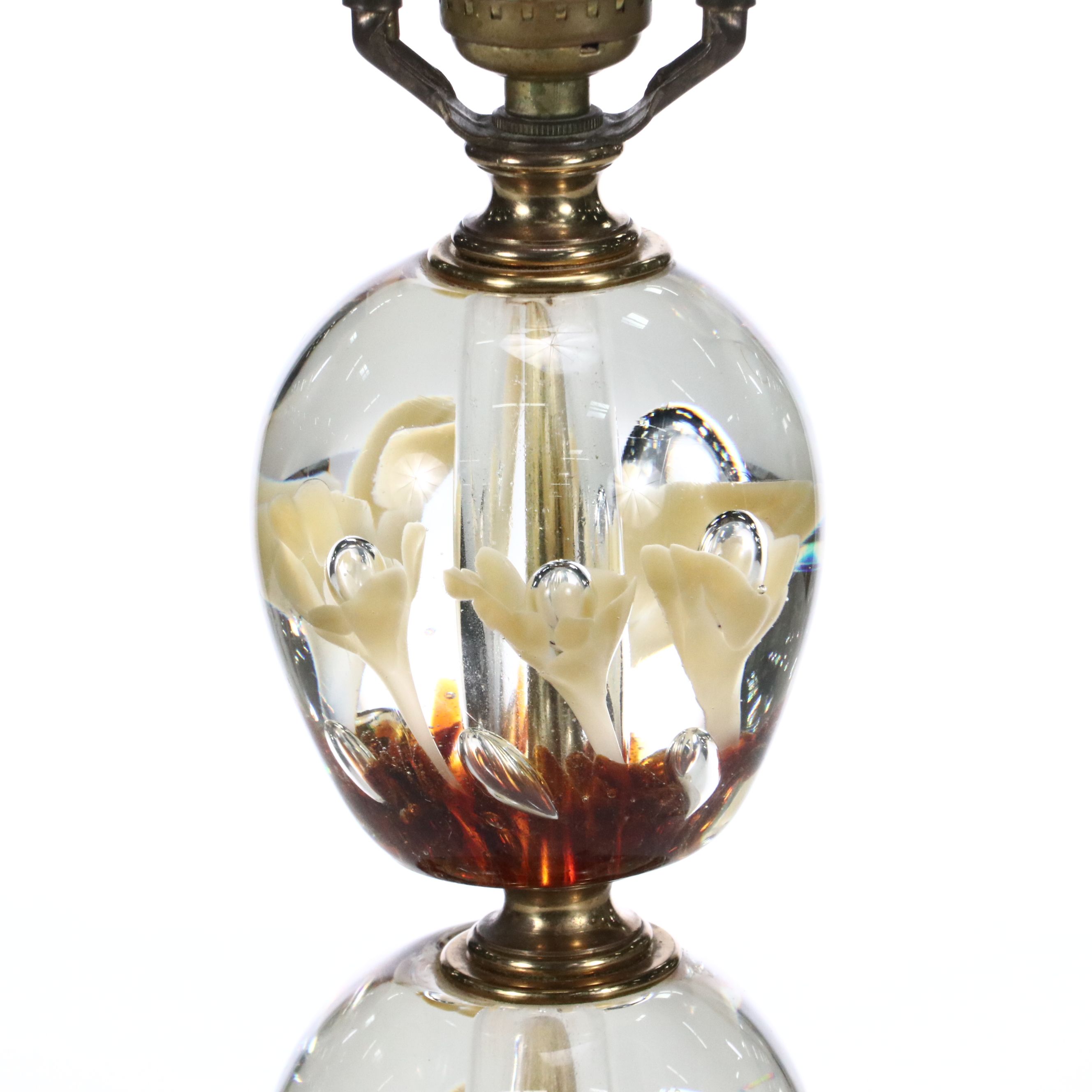 St. Clair Art Glass Calla Lilly Table Lamp, Mid to Late 20th Century