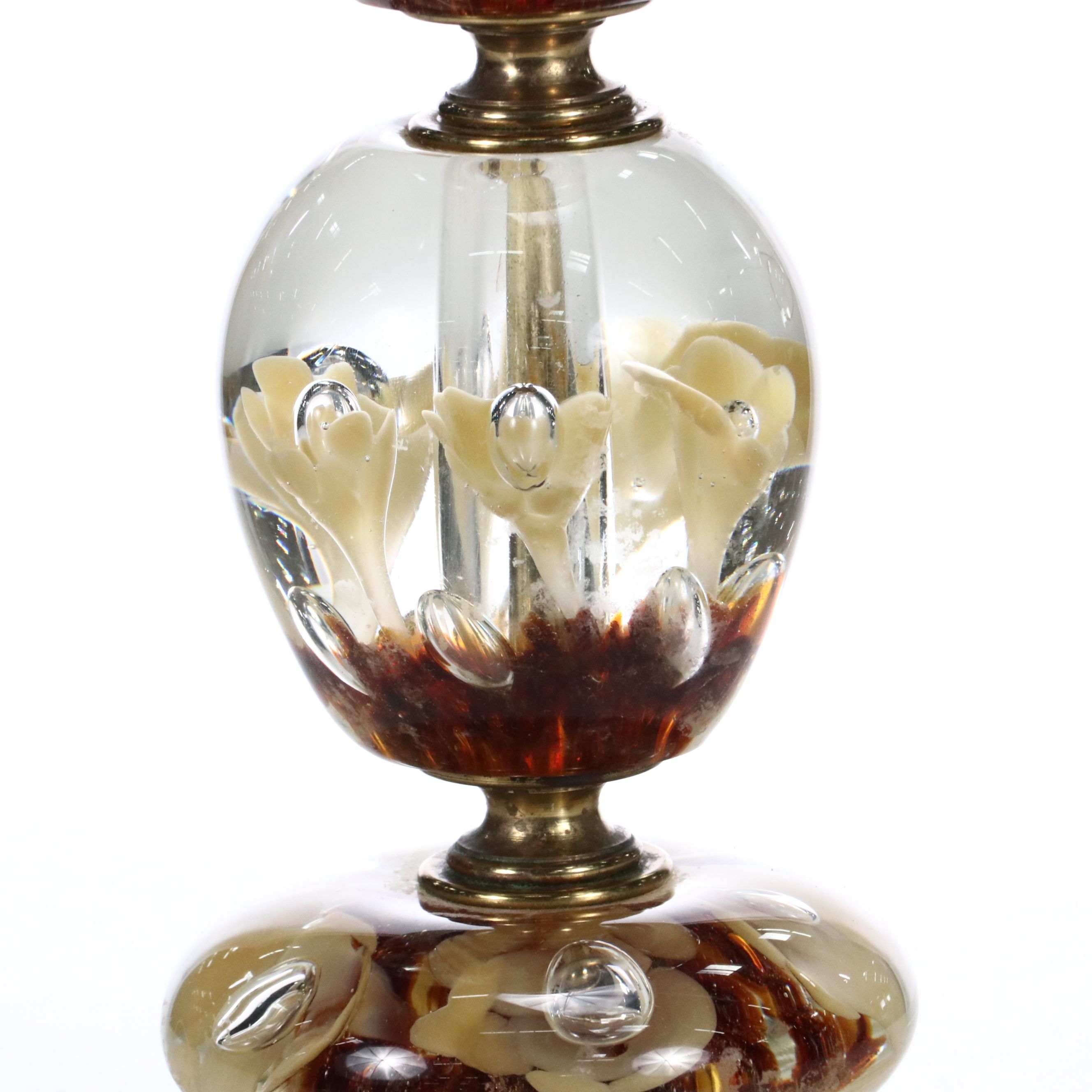 St. Clair Art Glass Calla Lilly Table Lamp, Mid to Late 20th Century