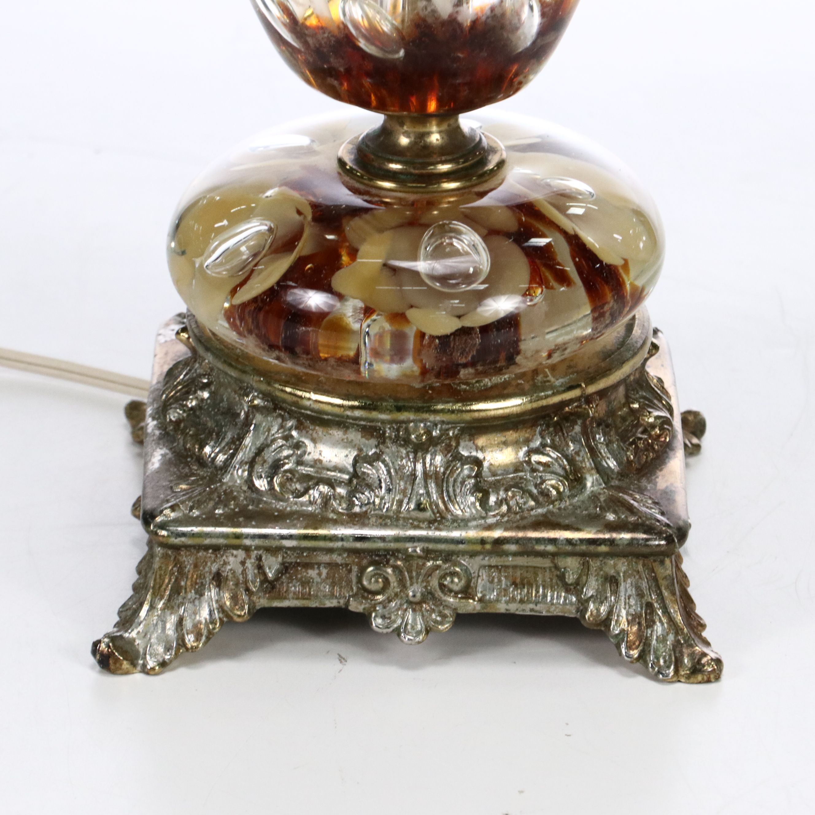 St. Clair Art Glass Calla Lilly Table Lamp, Mid to Late 20th Century