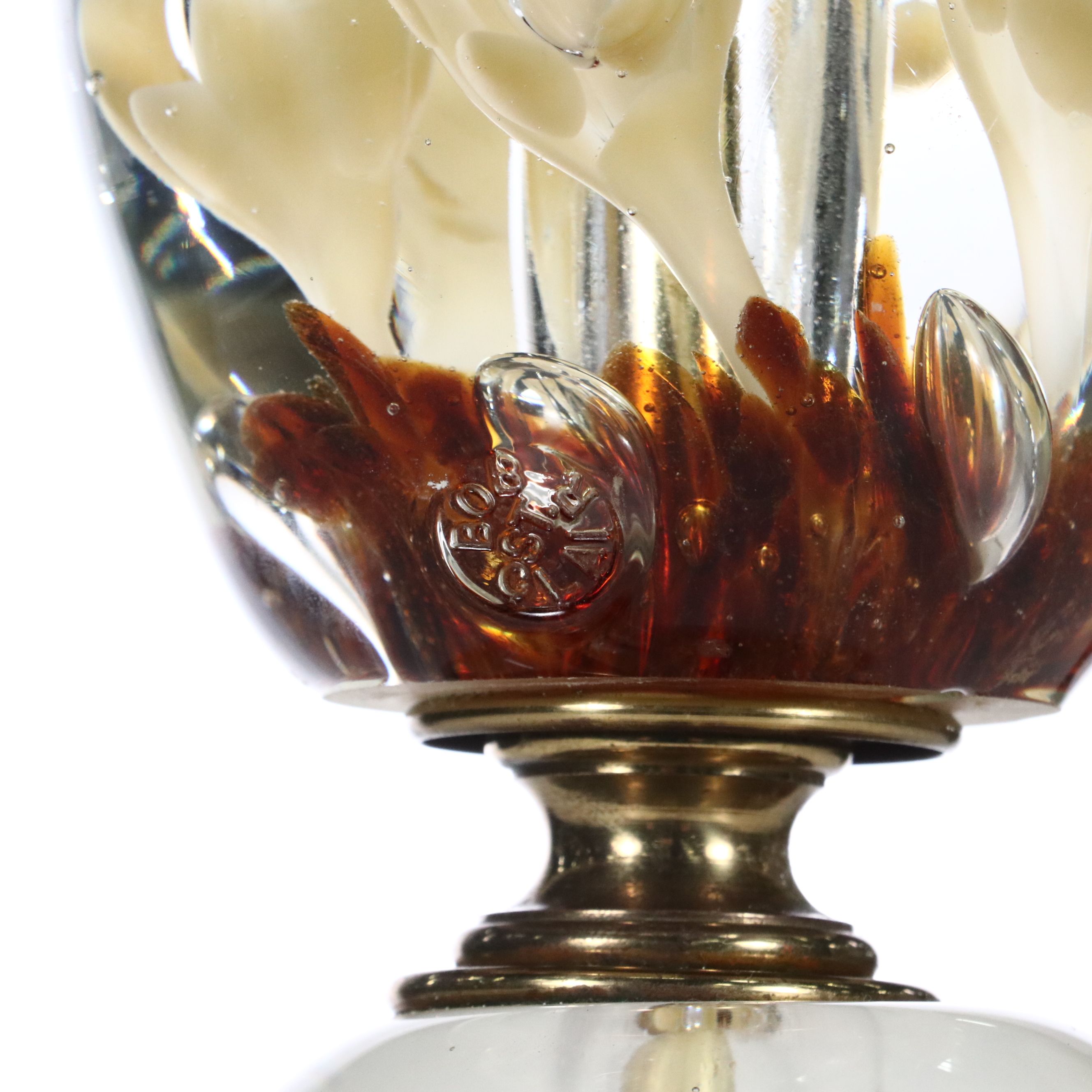 St. Clair Art Glass Calla Lilly Table Lamp, Mid to Late 20th Century