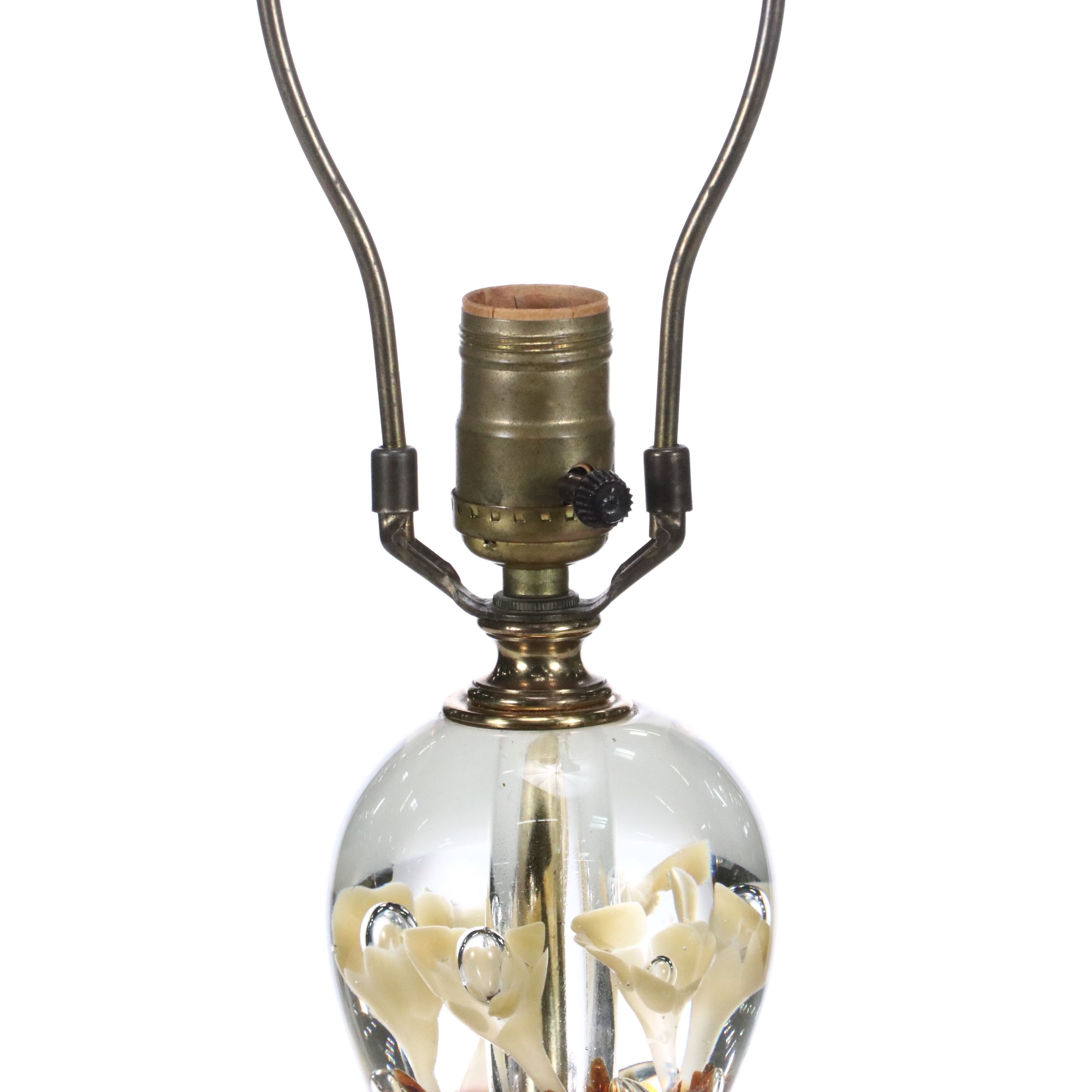 St. Clair Art Glass Calla Lilly Table Lamp, Mid to Late 20th Century