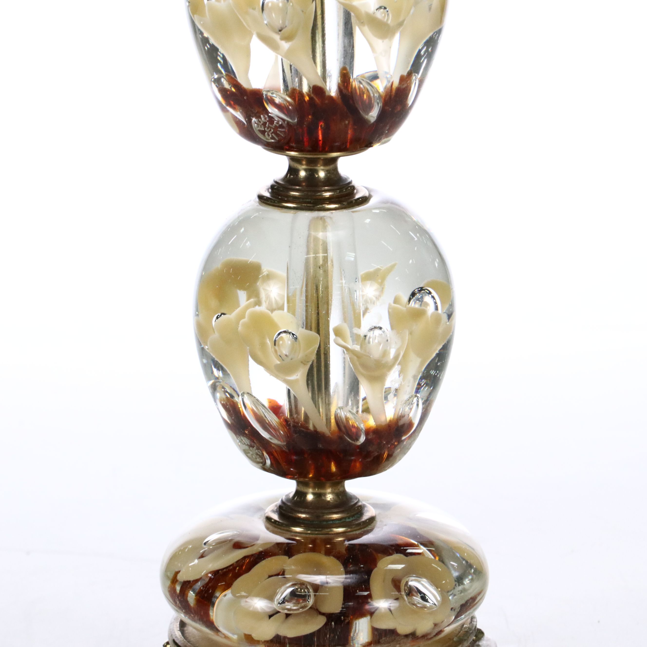 St. Clair Art Glass Calla Lilly Table Lamp, Mid to Late 20th Century