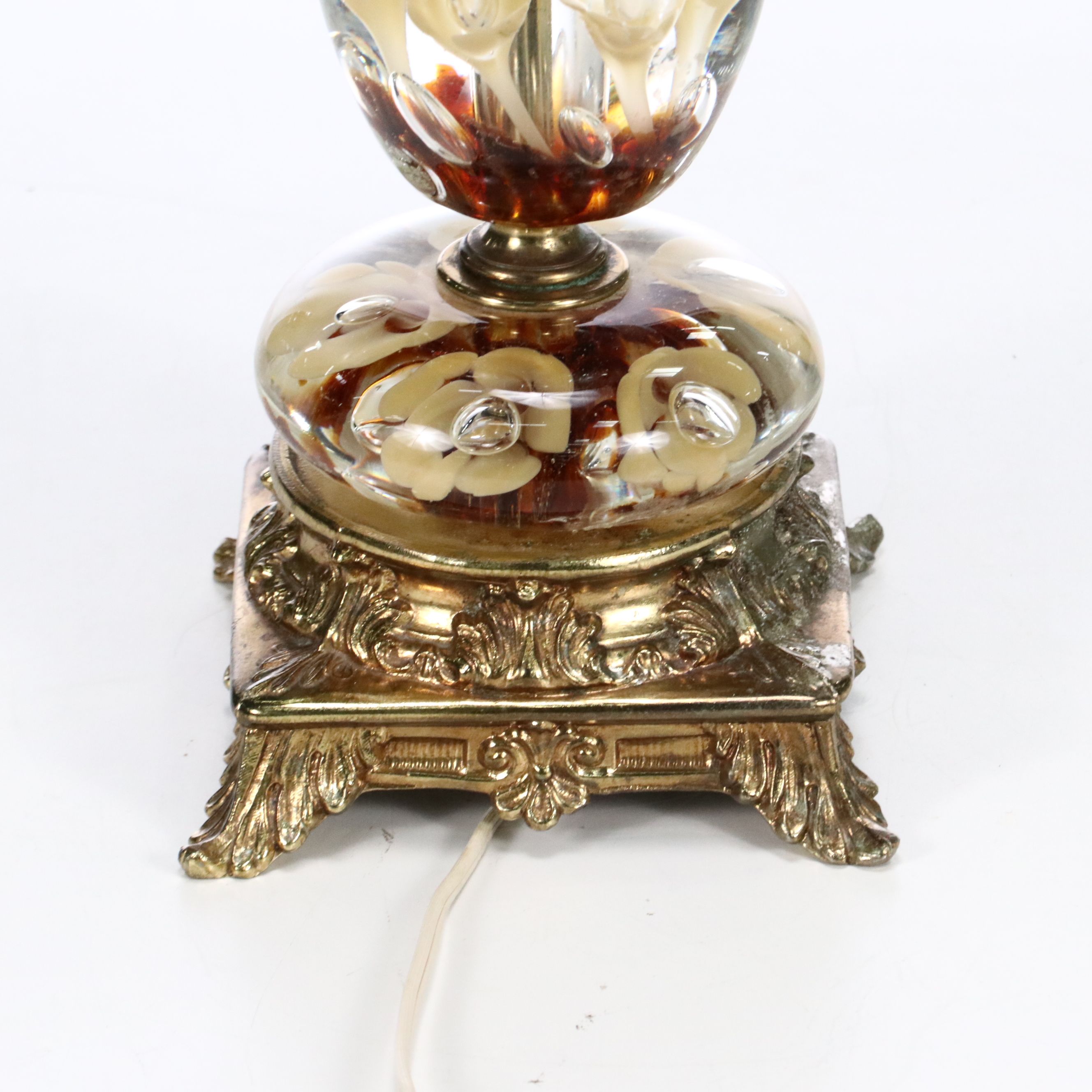 St. Clair Art Glass Calla Lilly Table Lamp, Mid to Late 20th Century