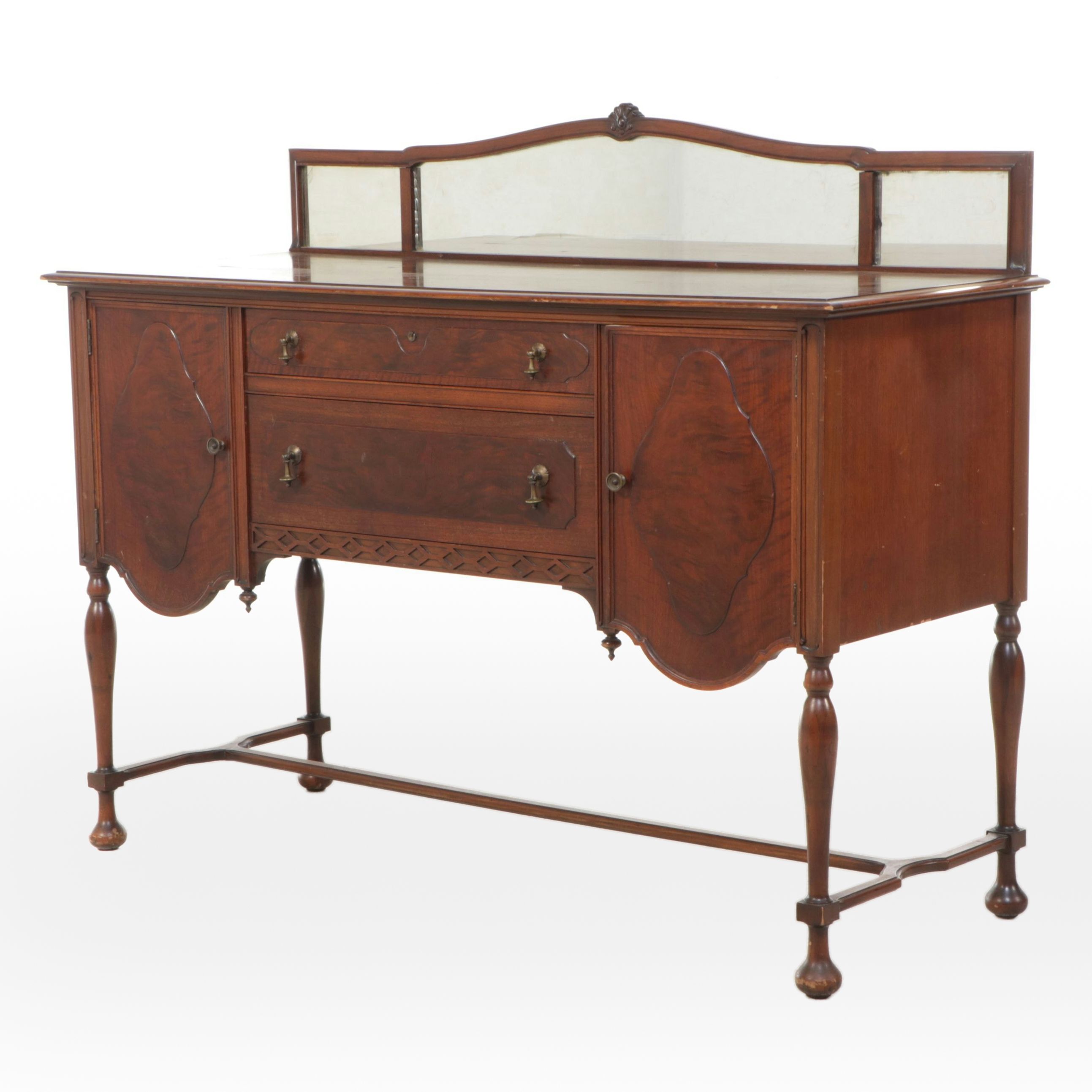 Royal Mantel and Furniture Co. Edwardian Style Mahogany Sideboard with Mirror