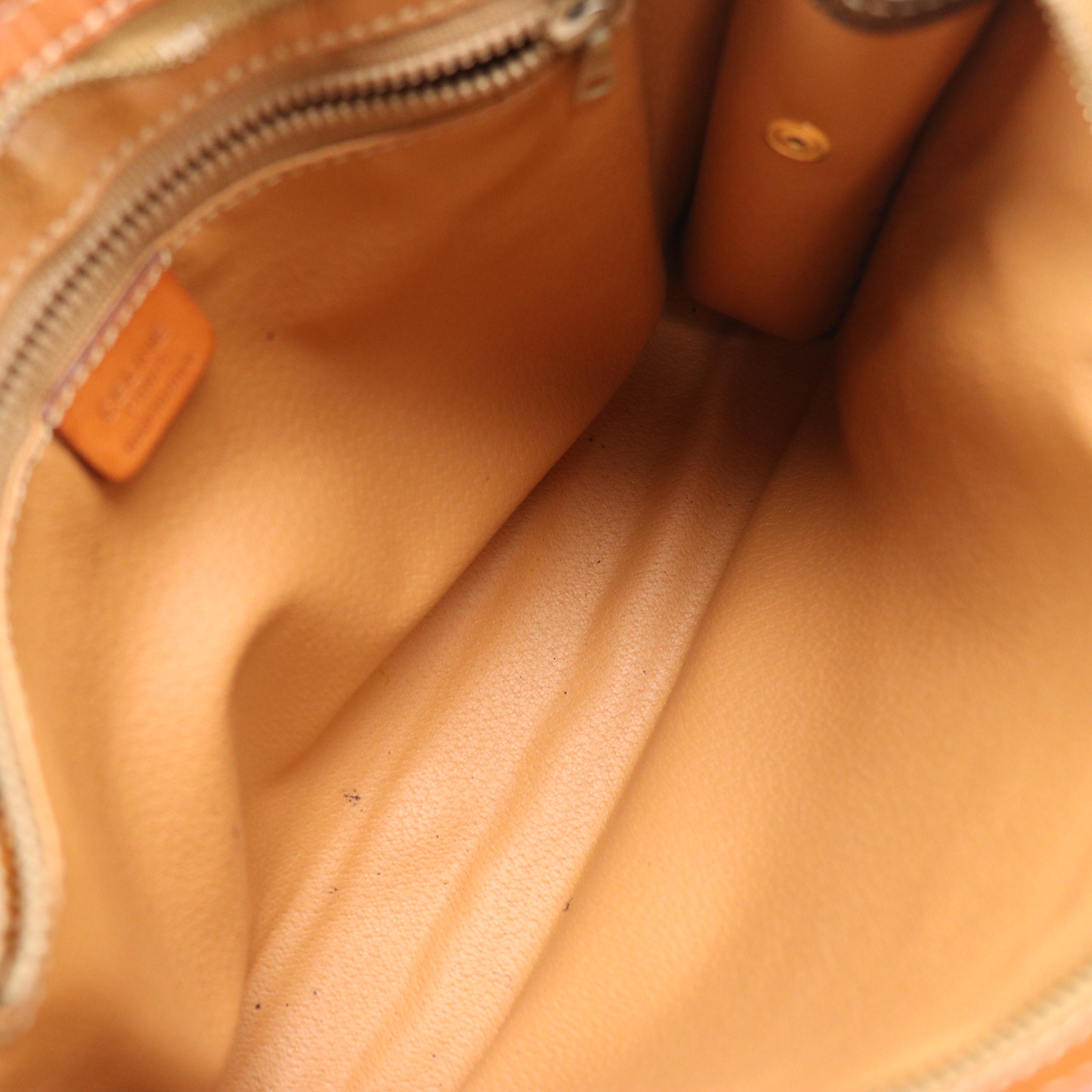 Celine Vintage Zippered Clutch Bag in Macadam Coated Canvas and Leather Trim