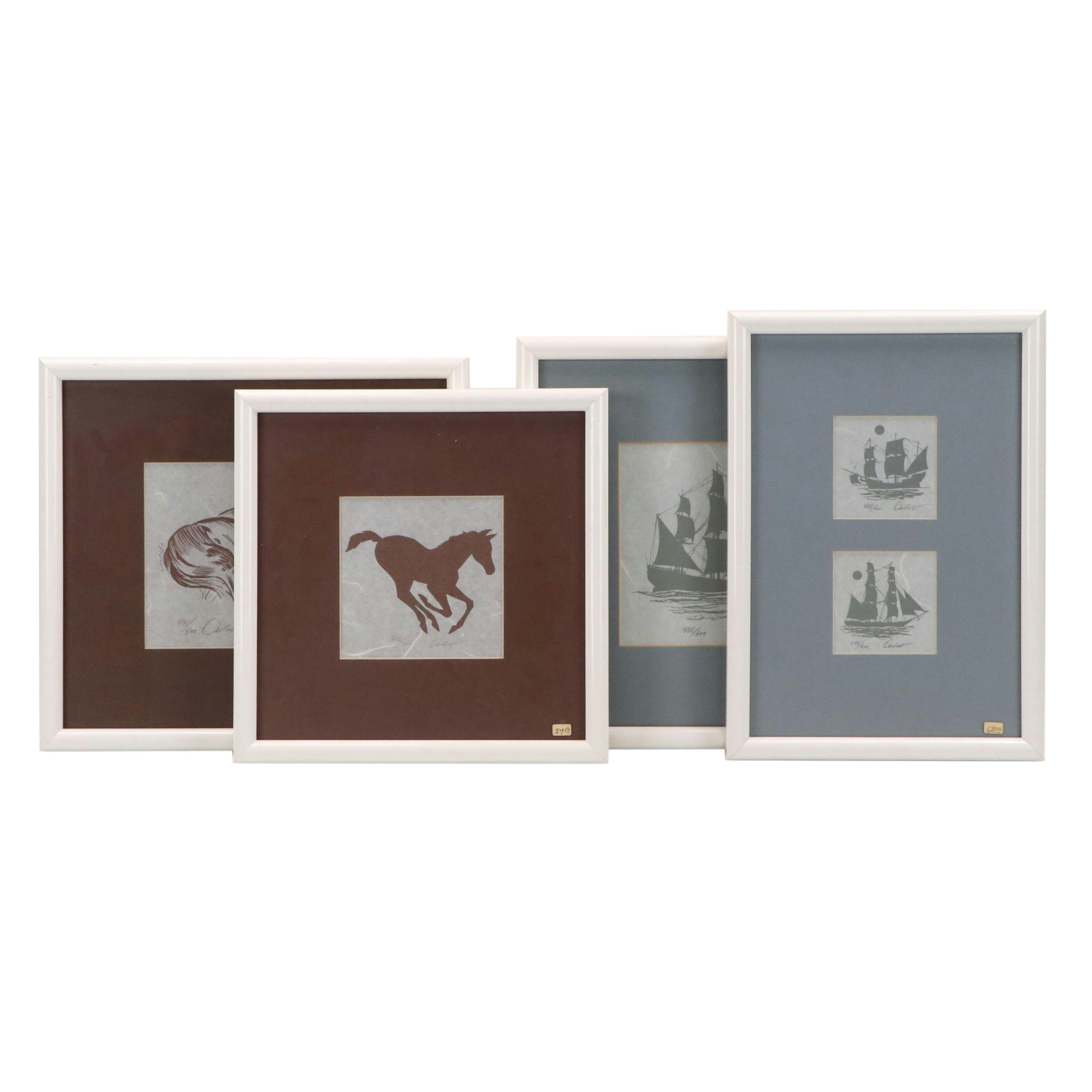 James F. Omohundro Serigraphs of Maritime Scenes and Equestrian Portraits