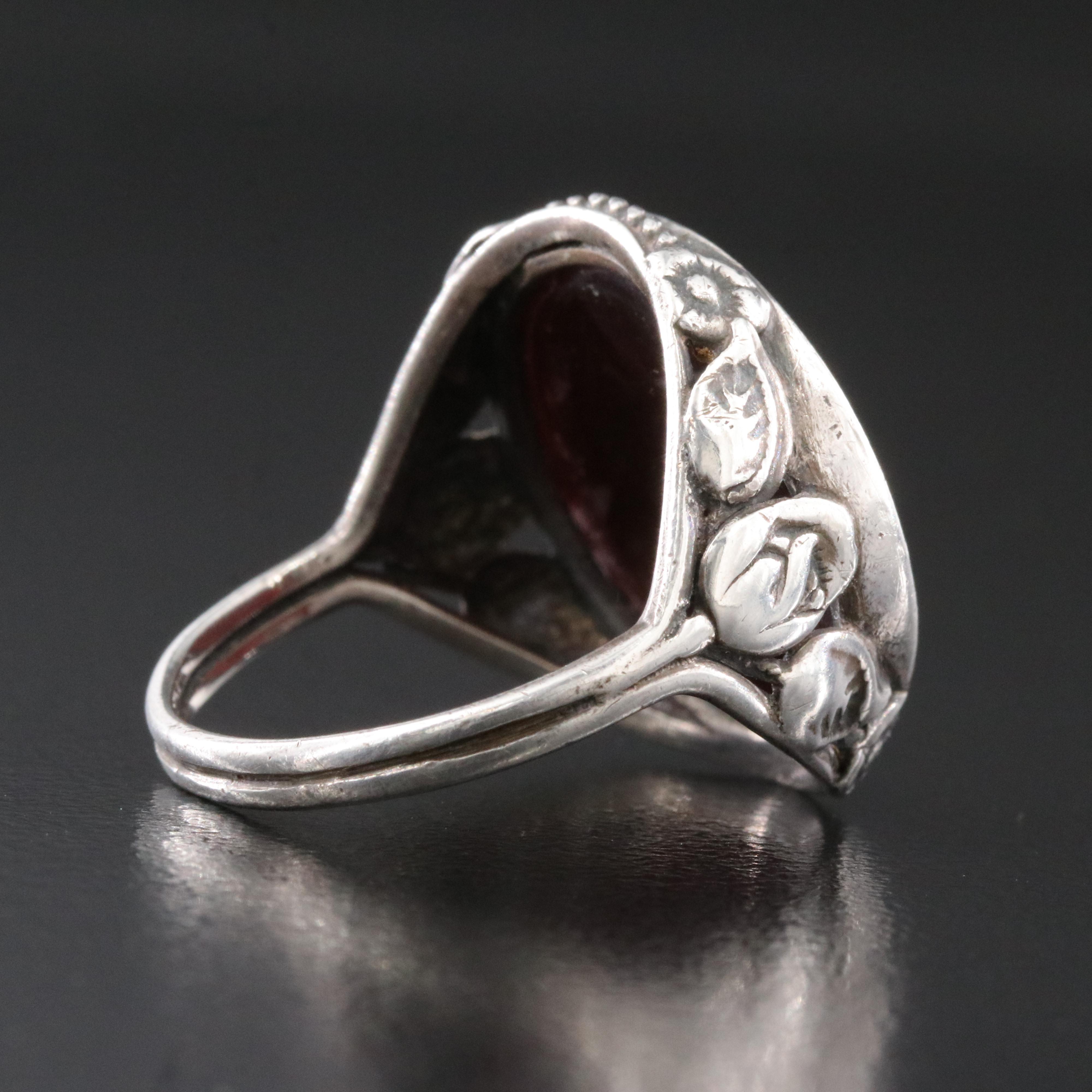 Sterling Black Onyx Intaglio Ring