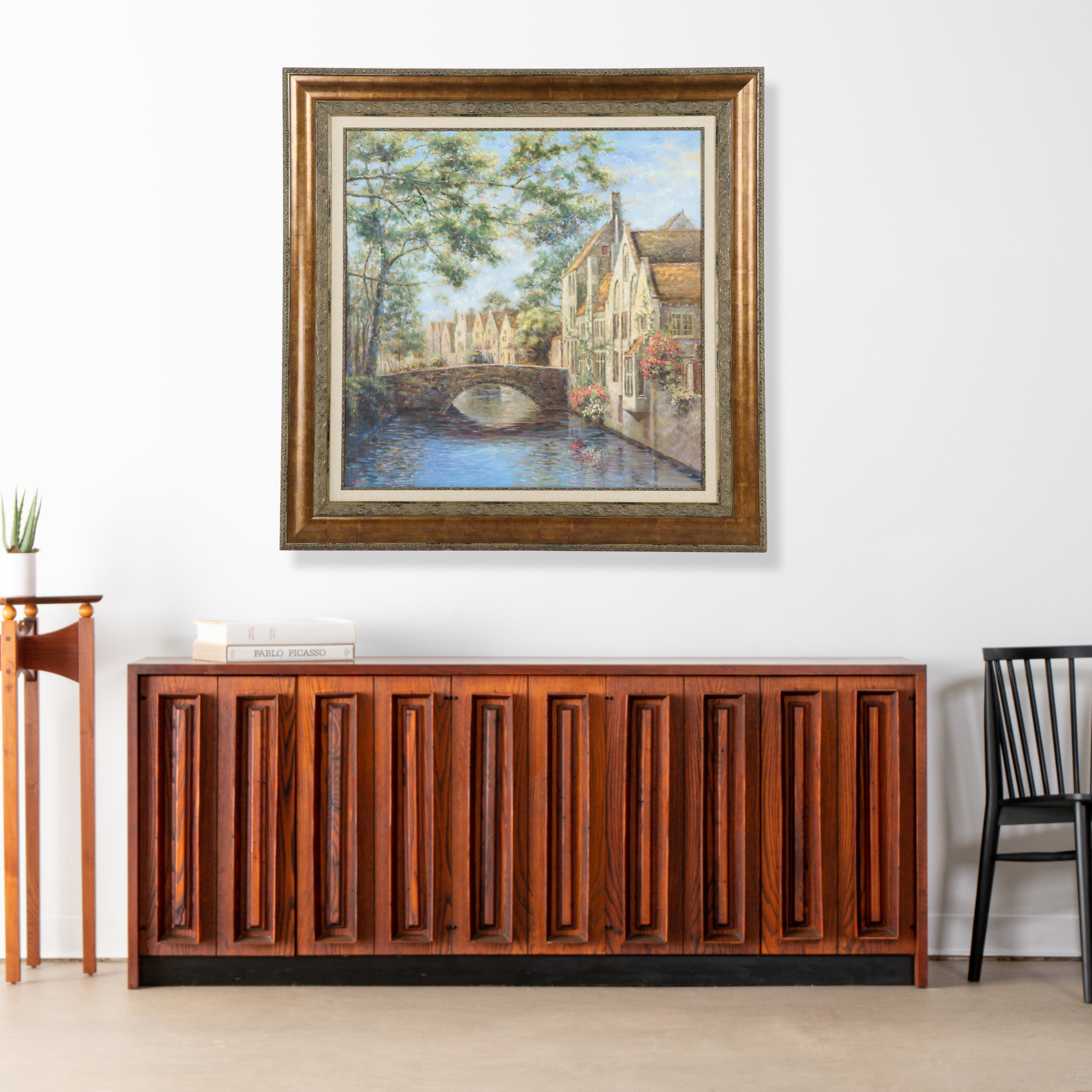 Embellished Offset Lithograph "Canal Reflections"