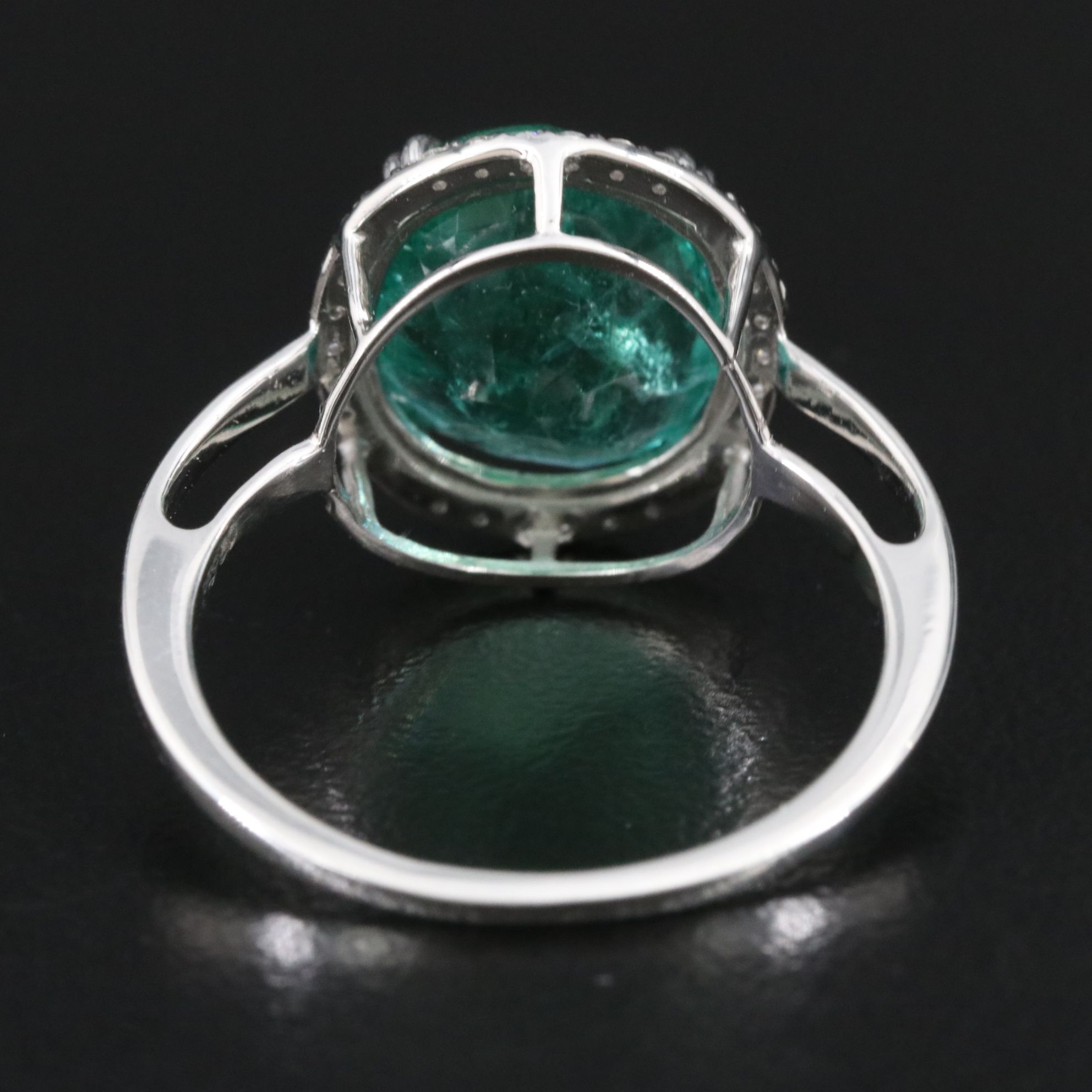 Platinum 4.49 CT Emerald and 0.16 CTW Diamond Ring