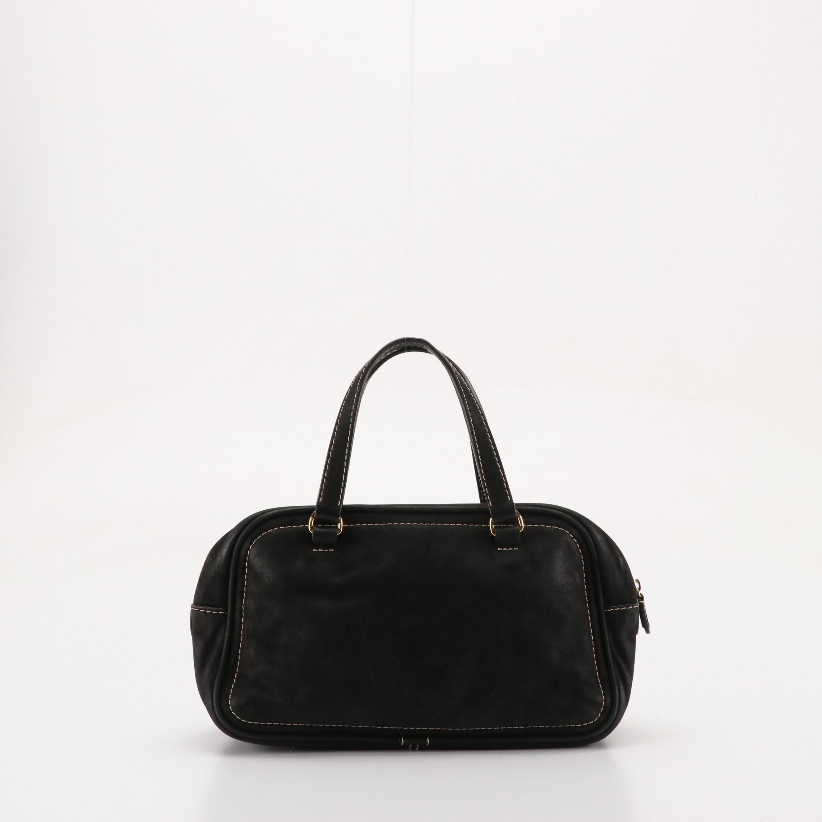 Loewe Zip-Around Boston Bag in Black Nubuck Suede and Leather Trim