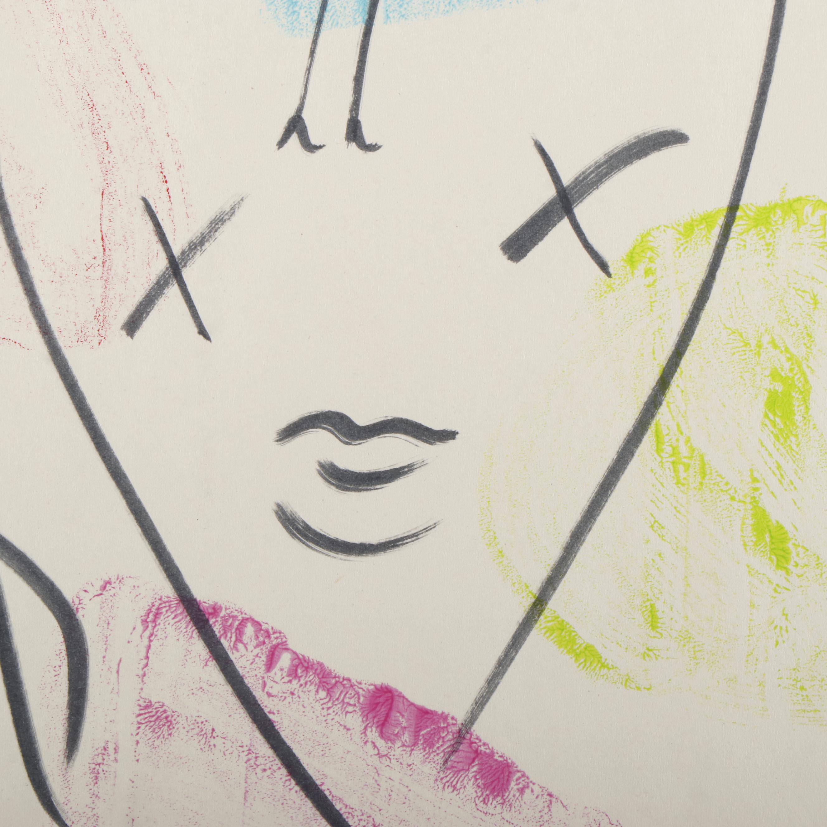 Peter Keil Abstract Acrylic Portrait Painting, Late 20th Century