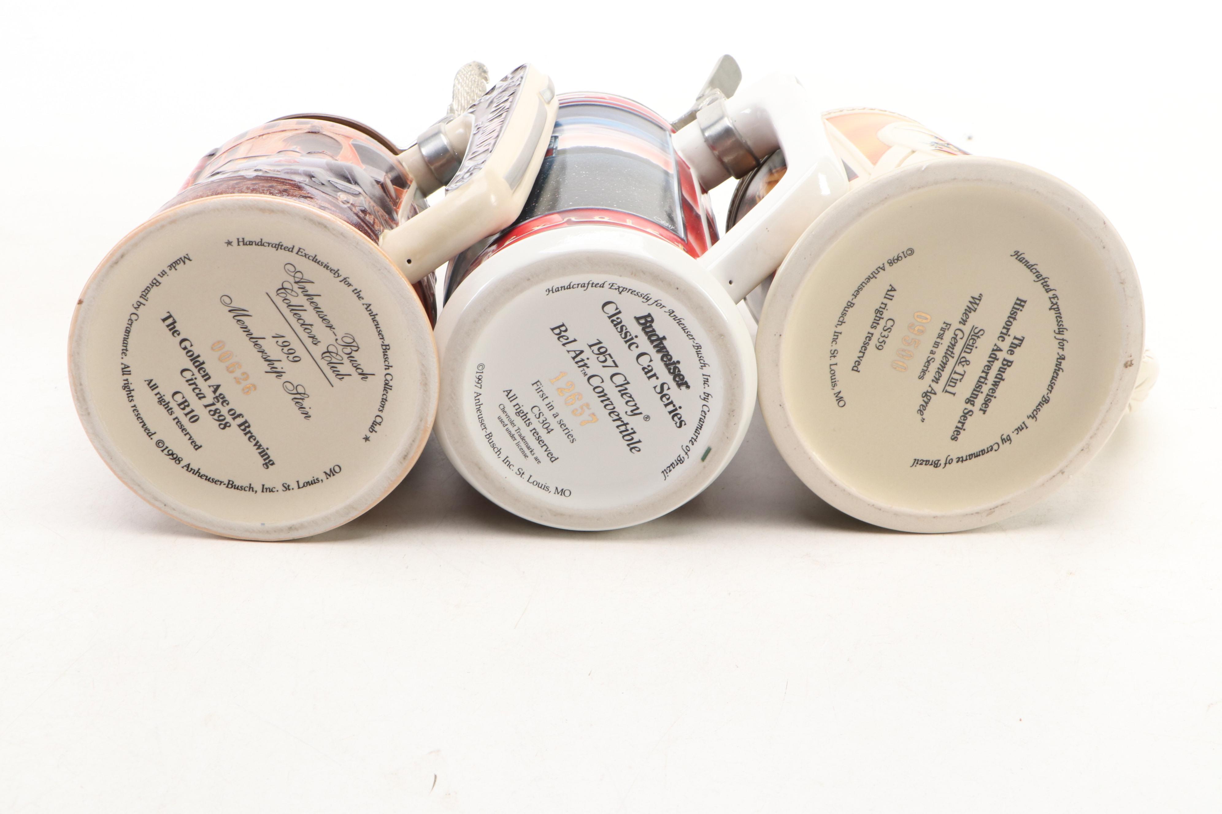 Ceramarte for Anheuser-Busch Collector Beer Steins with Cookie Tin