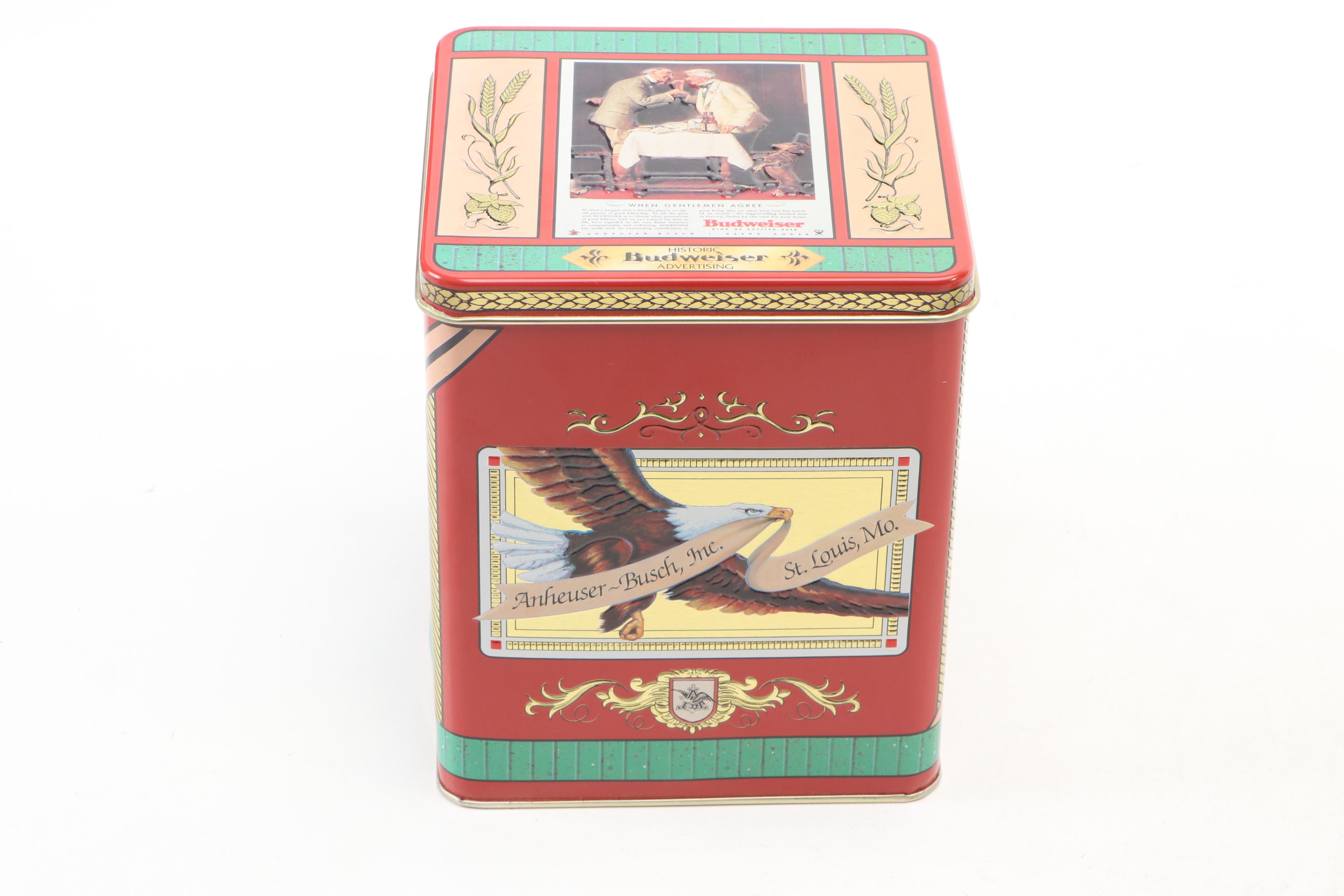 Ceramarte for Anheuser-Busch Collector Beer Steins with Cookie Tin