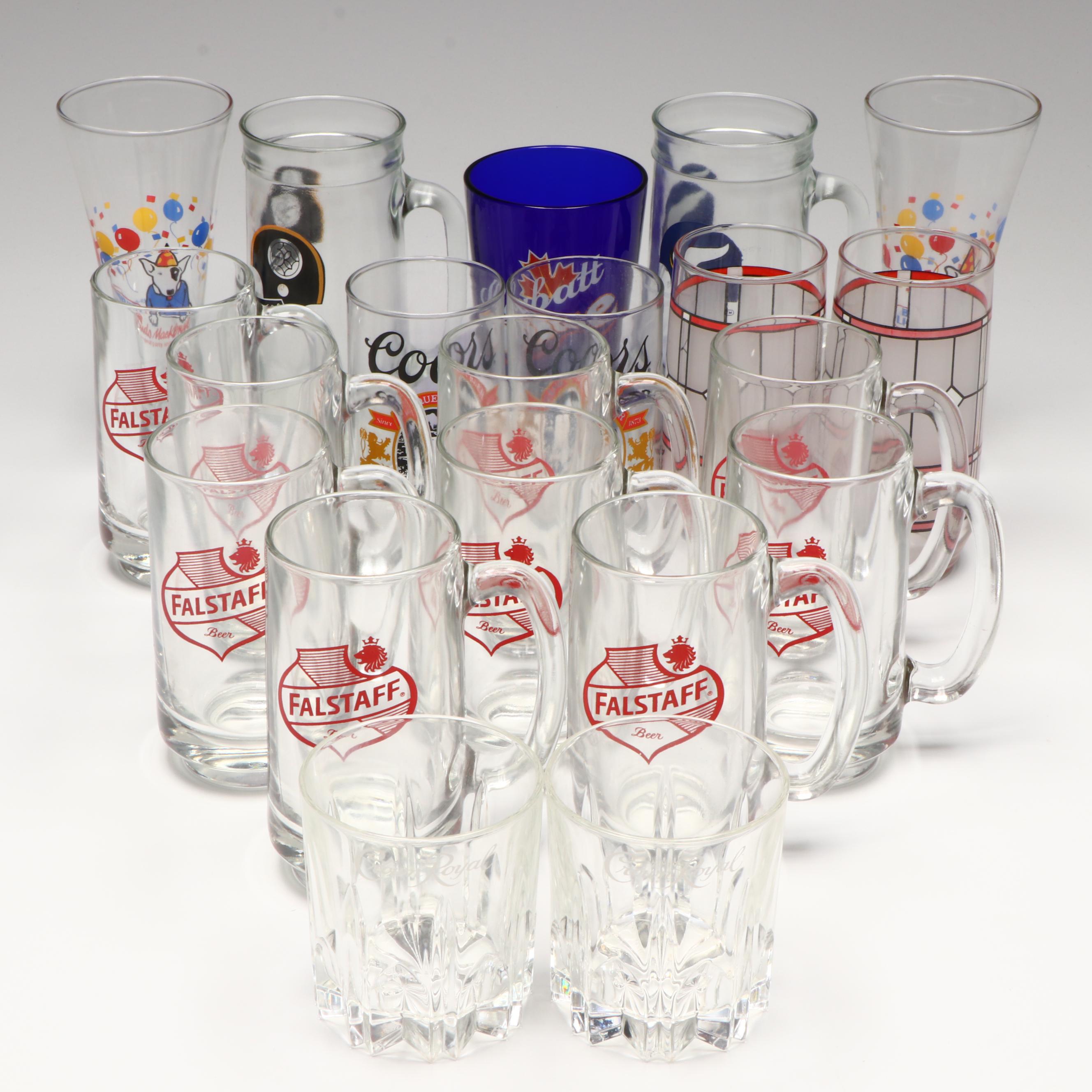 Vintage Coors Glasses, Falstaff Beer Mugs and Other Drinking Glasses