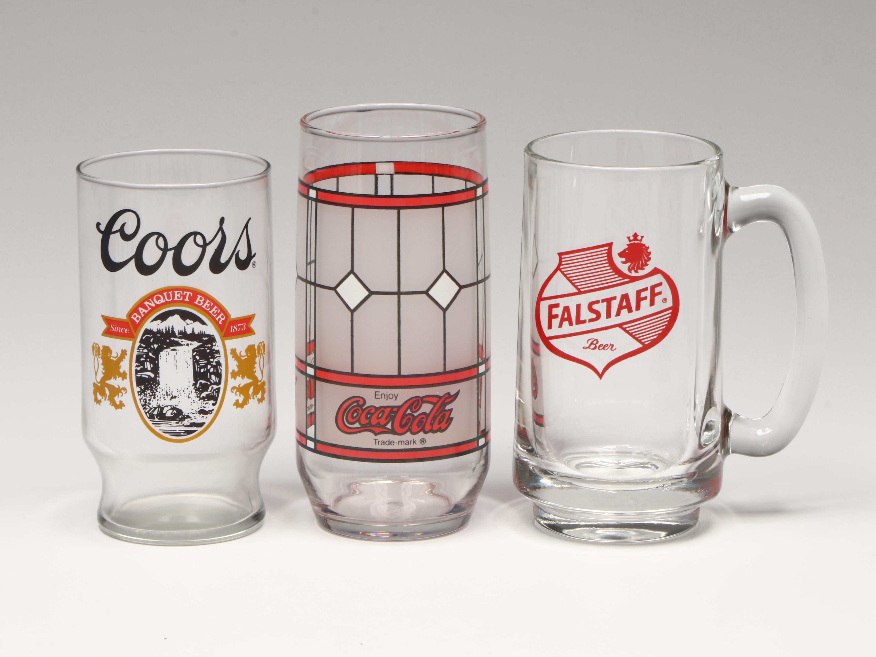 Vintage Coors Glasses, Falstaff Beer Mugs and Other Drinking Glasses