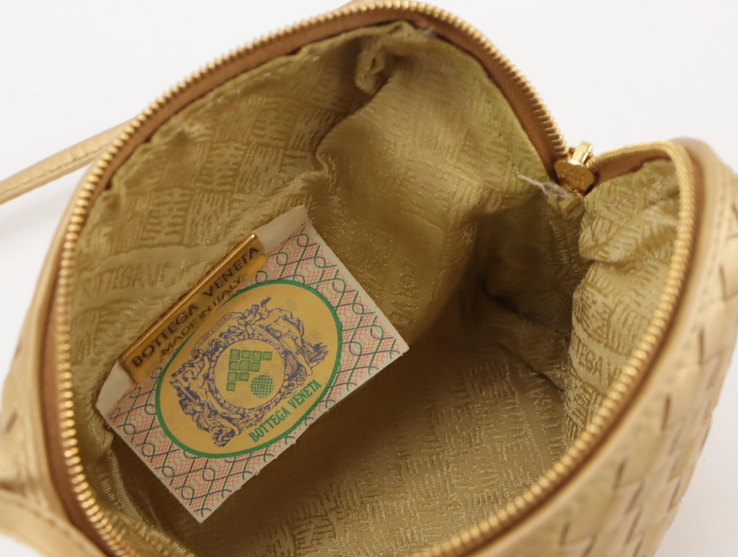 Bottega Veneta Crossbody Bag in Metallic Gold Intrecciato Leather