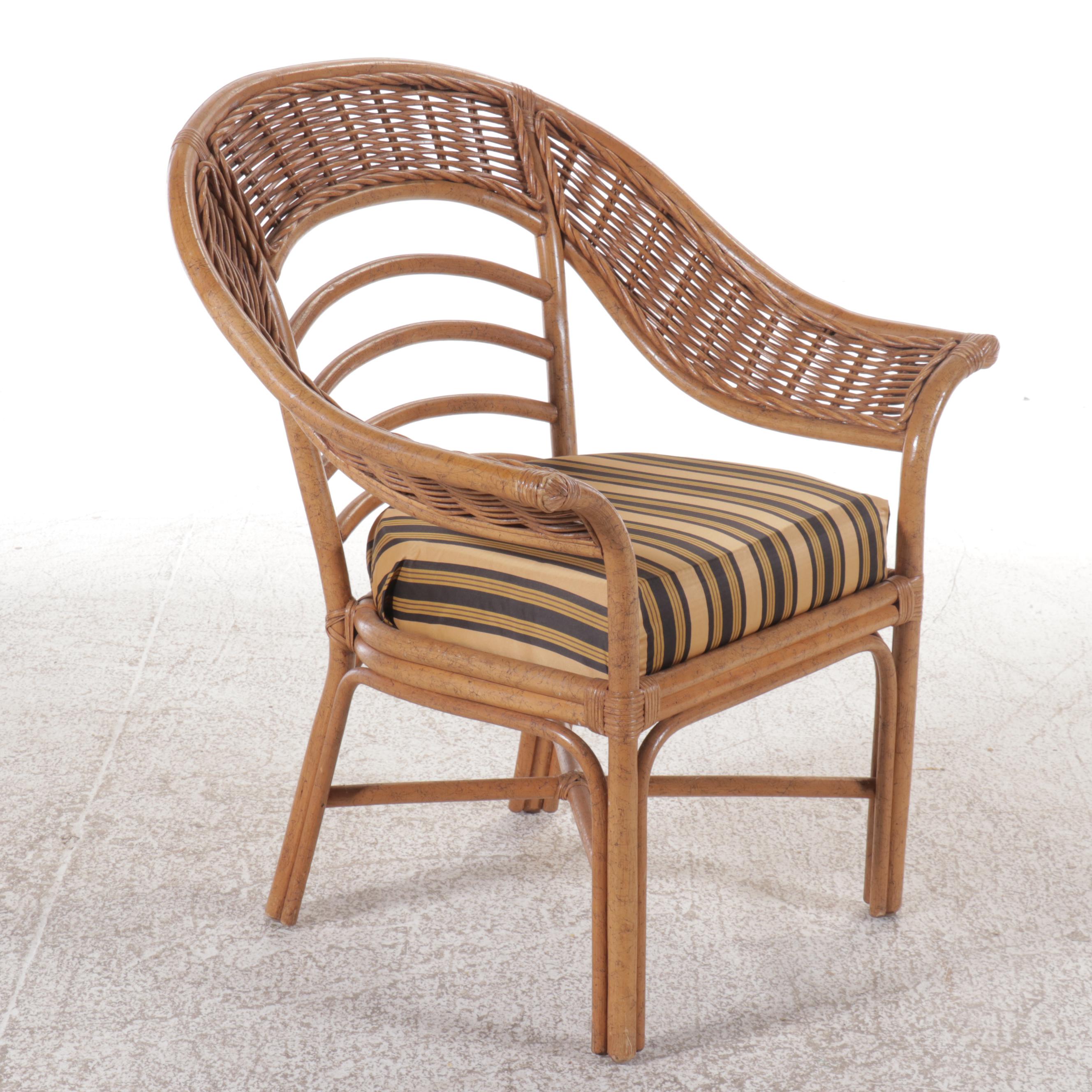 Set of Four Ficks Reed Rattan Patio Armchairs