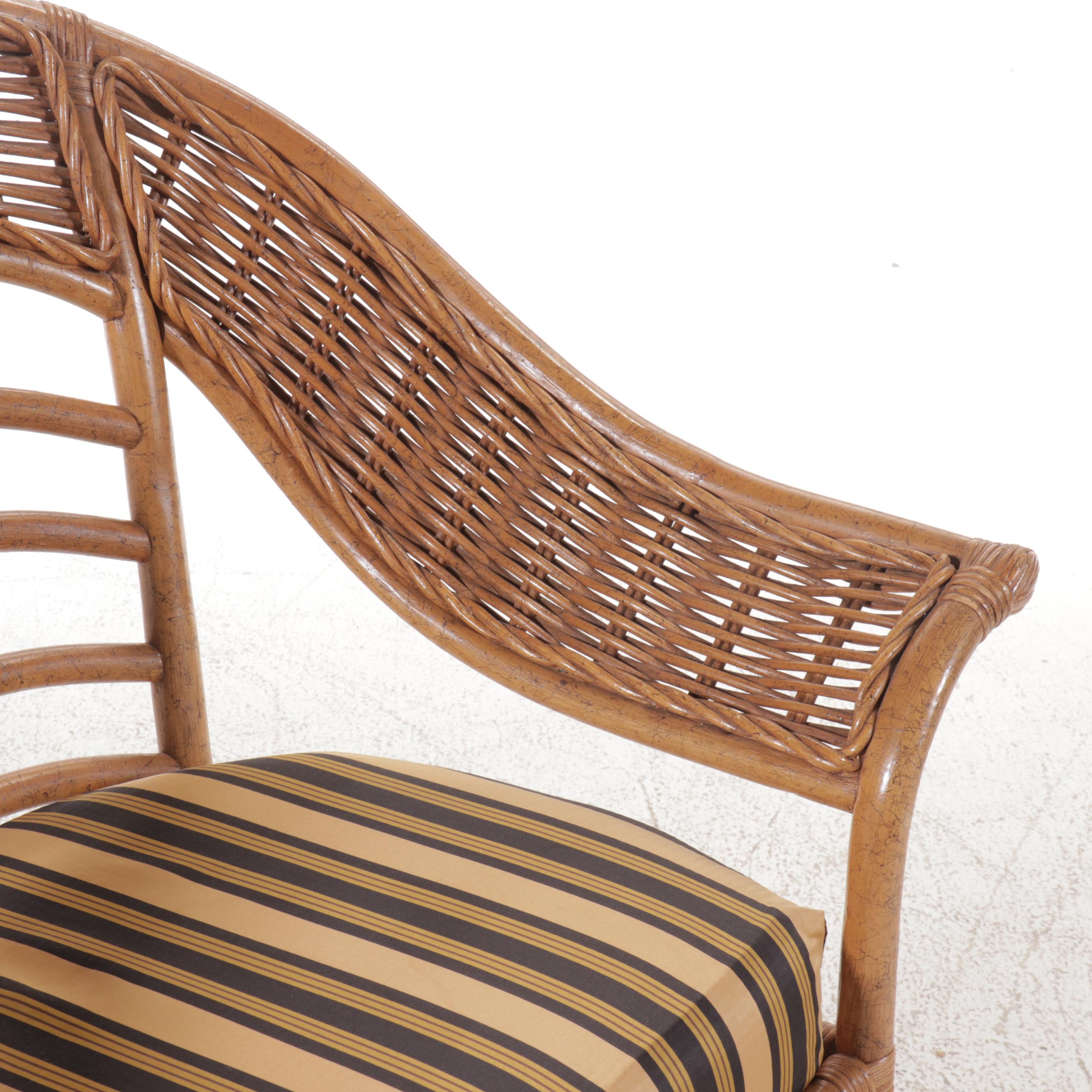 Set of Four Ficks Reed Rattan Patio Armchairs