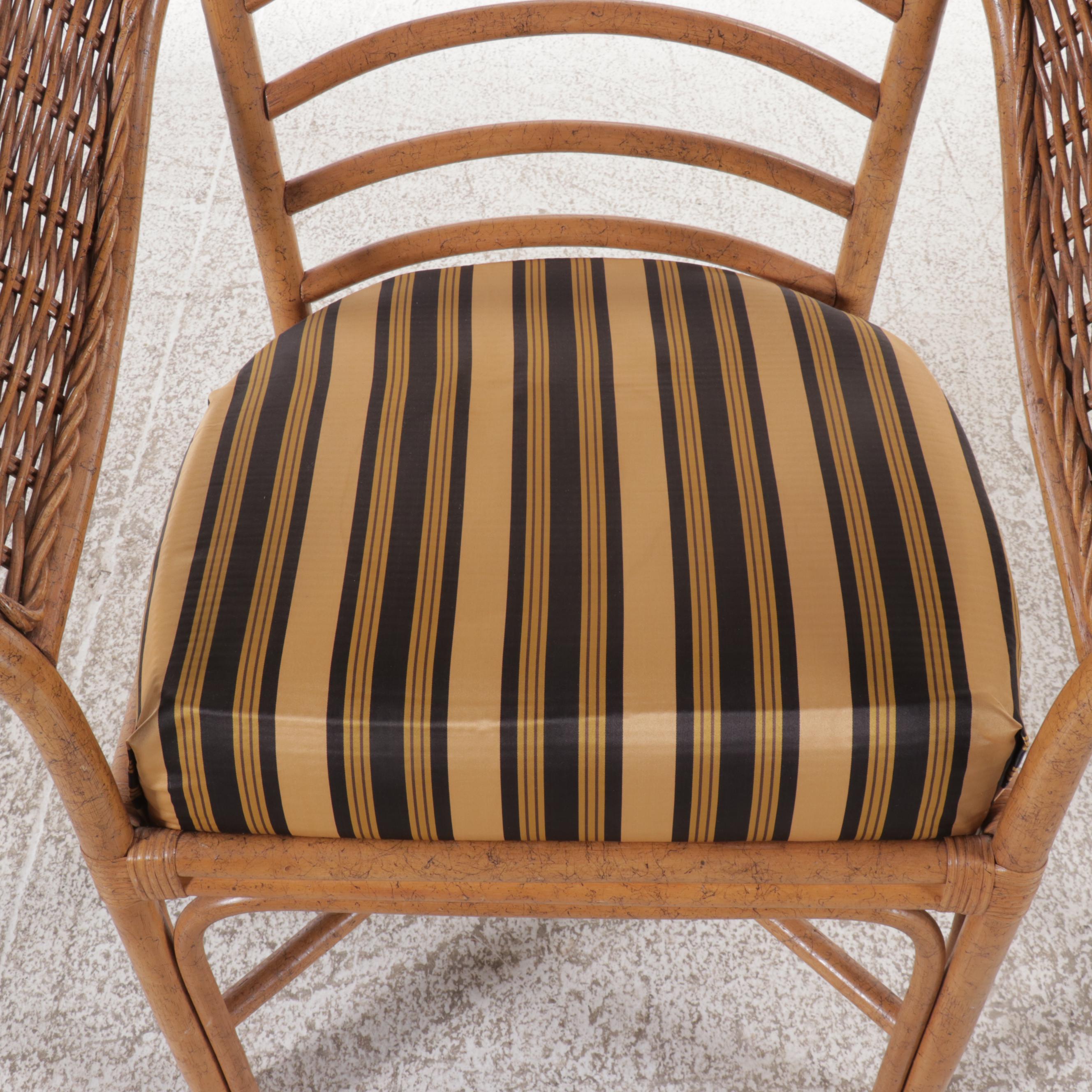 Set of Four Ficks Reed Rattan Patio Armchairs