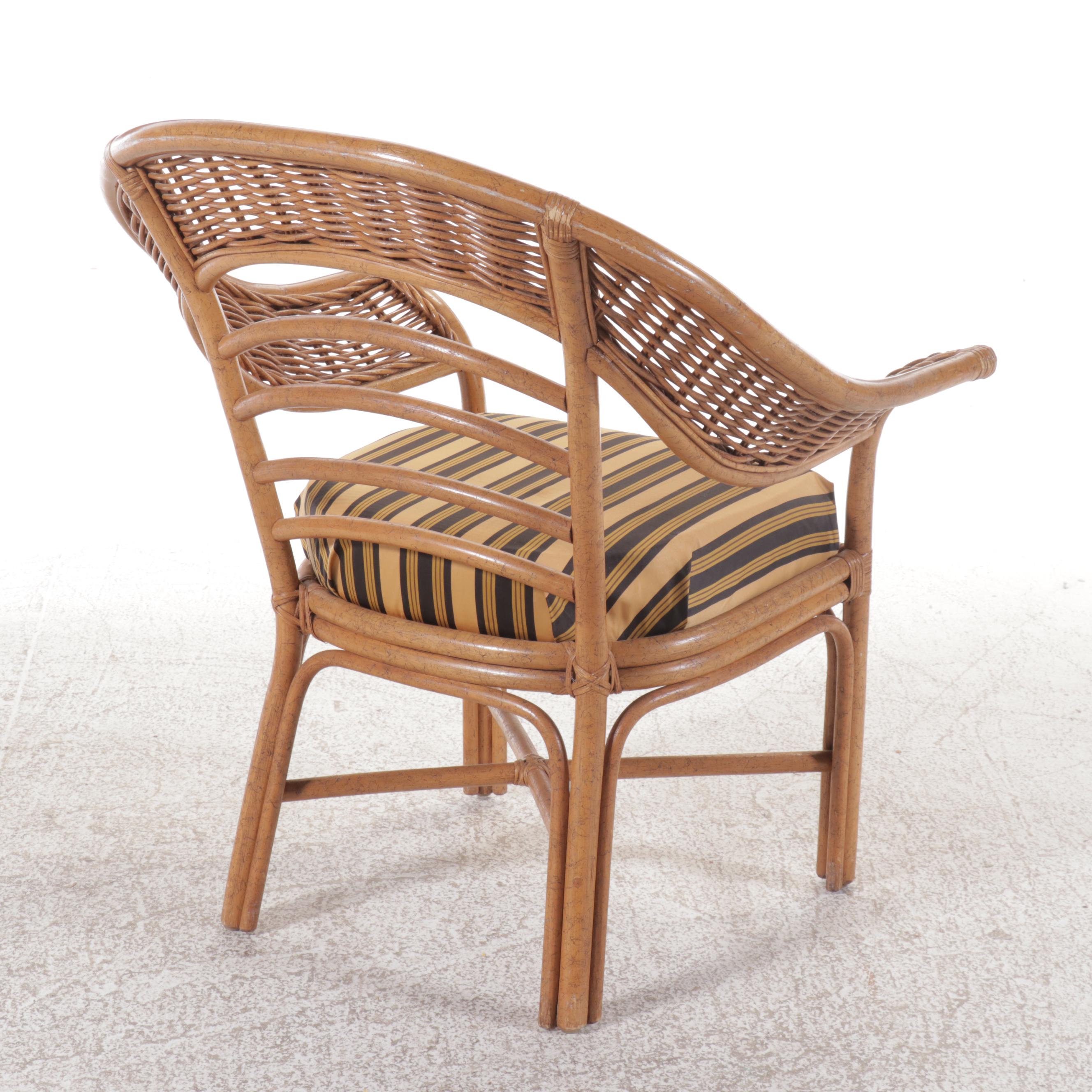 Set of Four Ficks Reed Rattan Patio Armchairs
