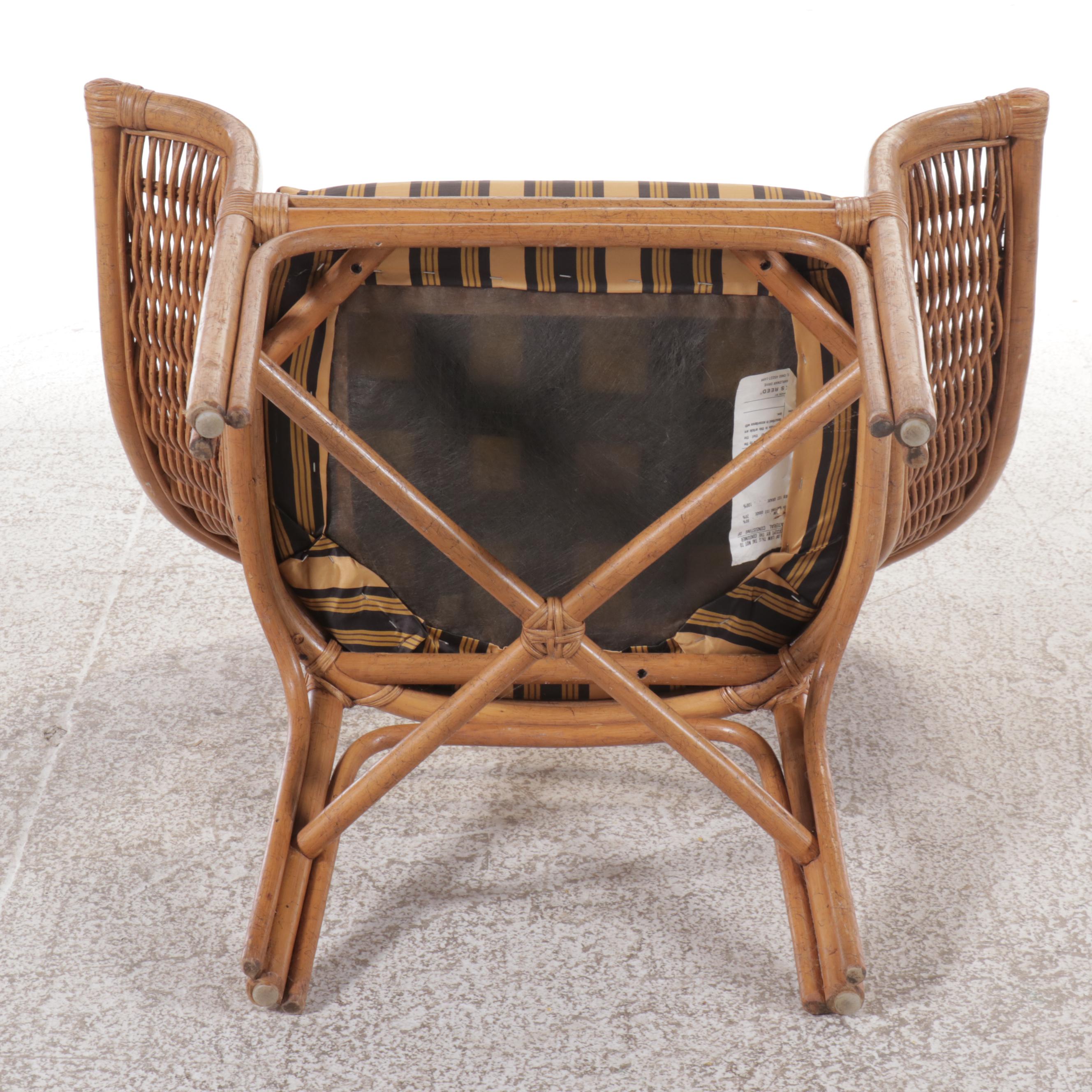 Set of Four Ficks Reed Rattan Patio Armchairs