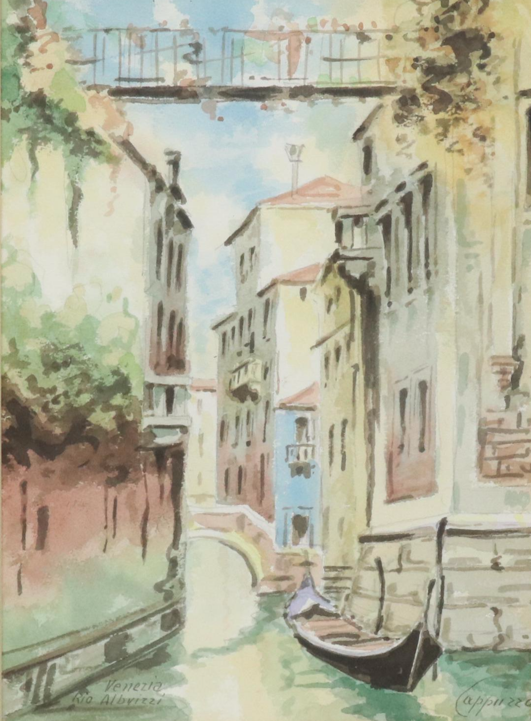 Cappuzzo Watercolor Paintings of Venetian Canals, Late 20th/Early 21st Century