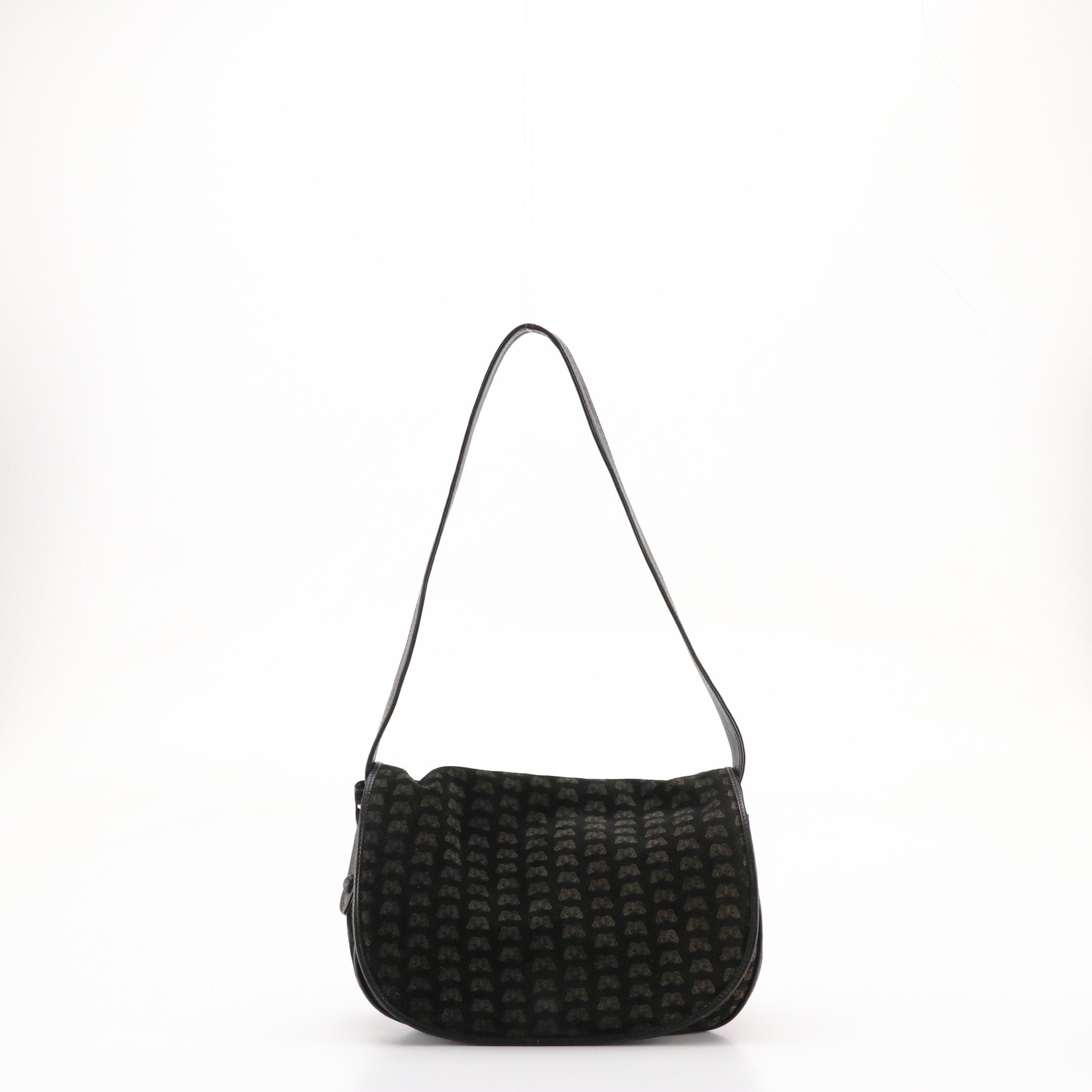 Bottega Veneta Slouchy Saddle-Flap Shoulder Bag in Butterfly Print Suede