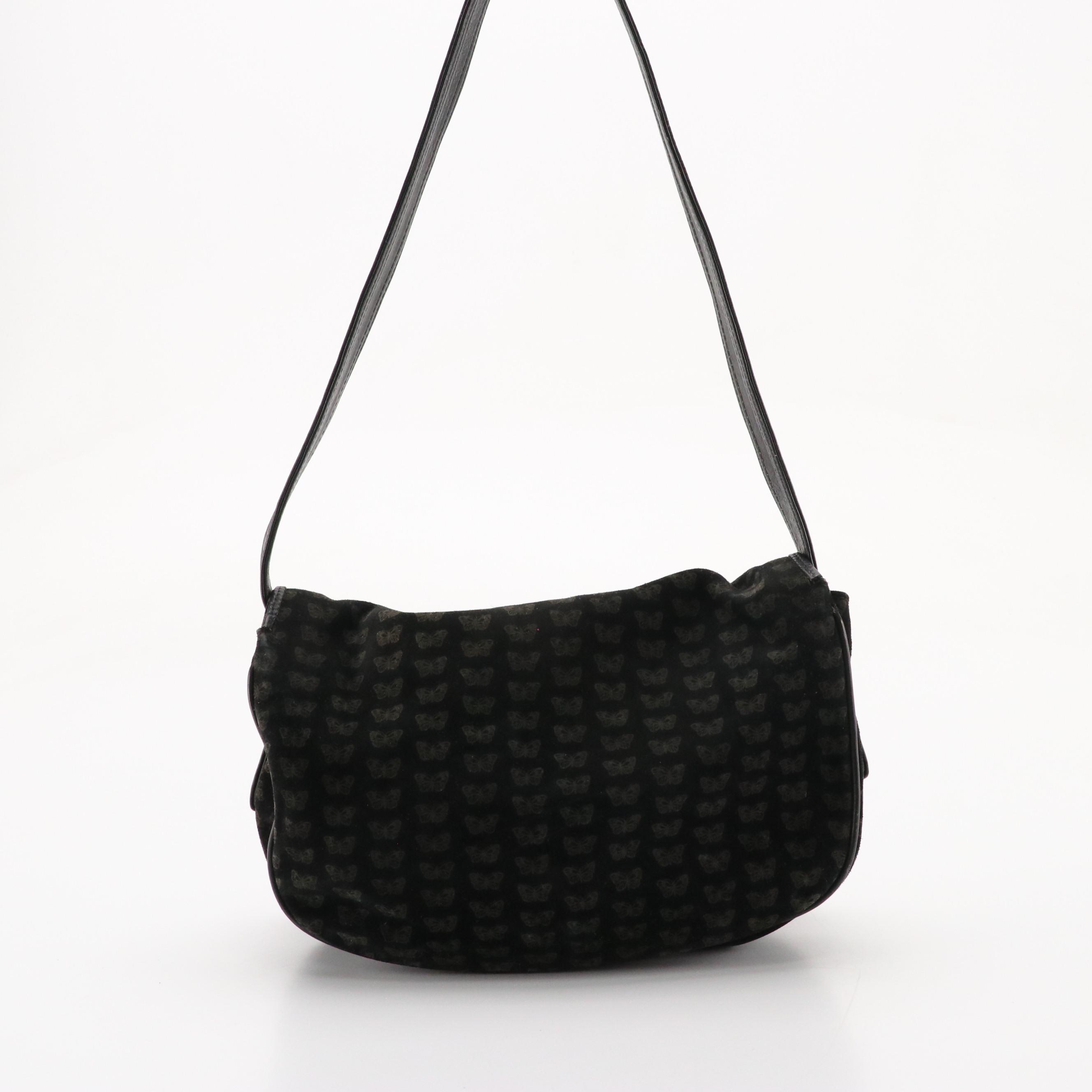 Bottega Veneta Slouchy Saddle-Flap Shoulder Bag in Butterfly Print Suede