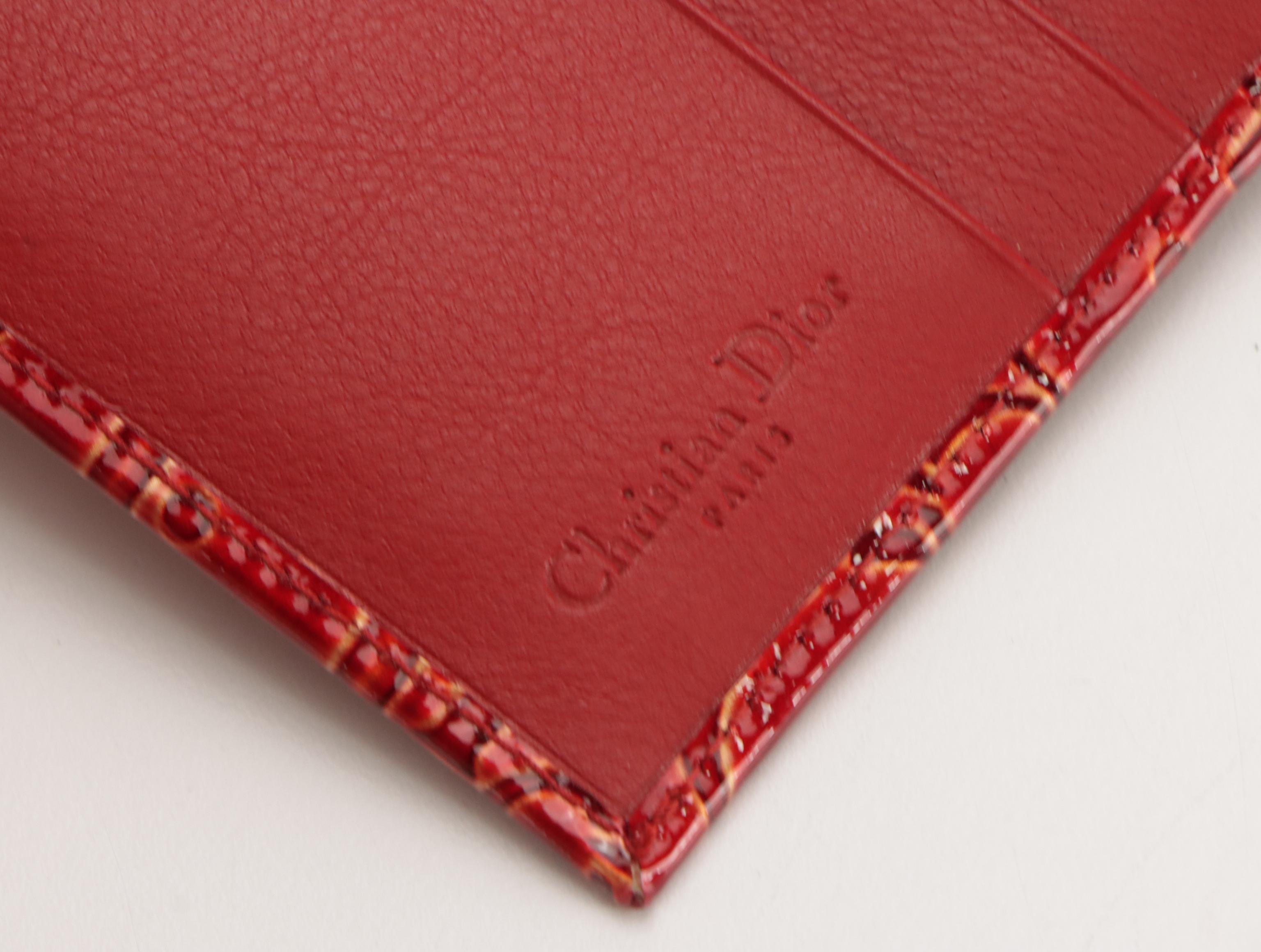 Christian Dior Trifold Wallet in Dior Oblique Embossed Patent Leather with Box