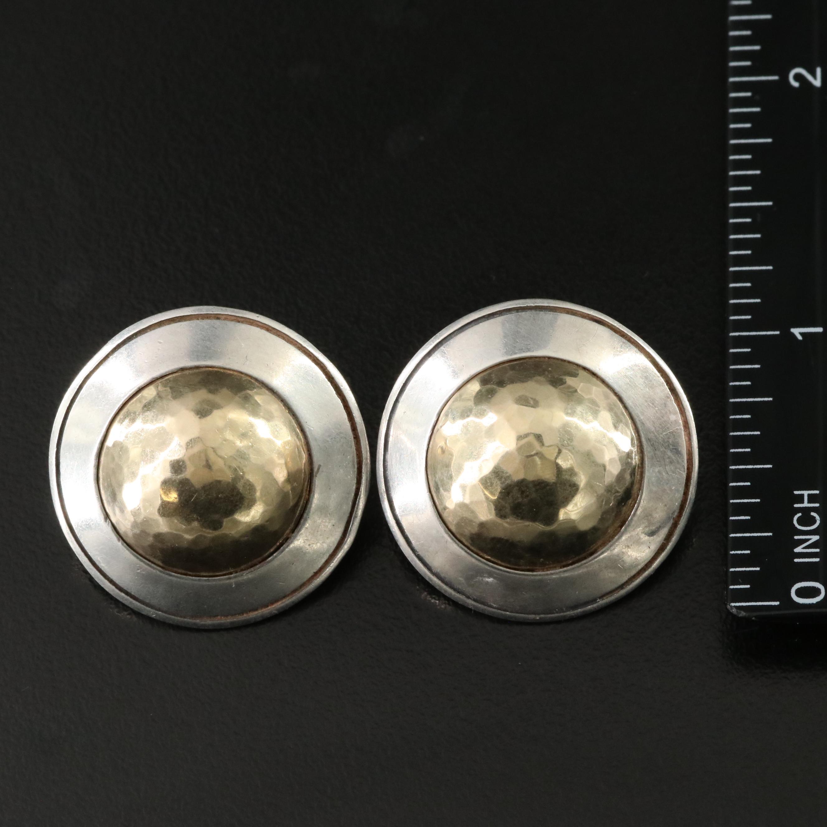 James Avery Sterling and 14K Button Earrings