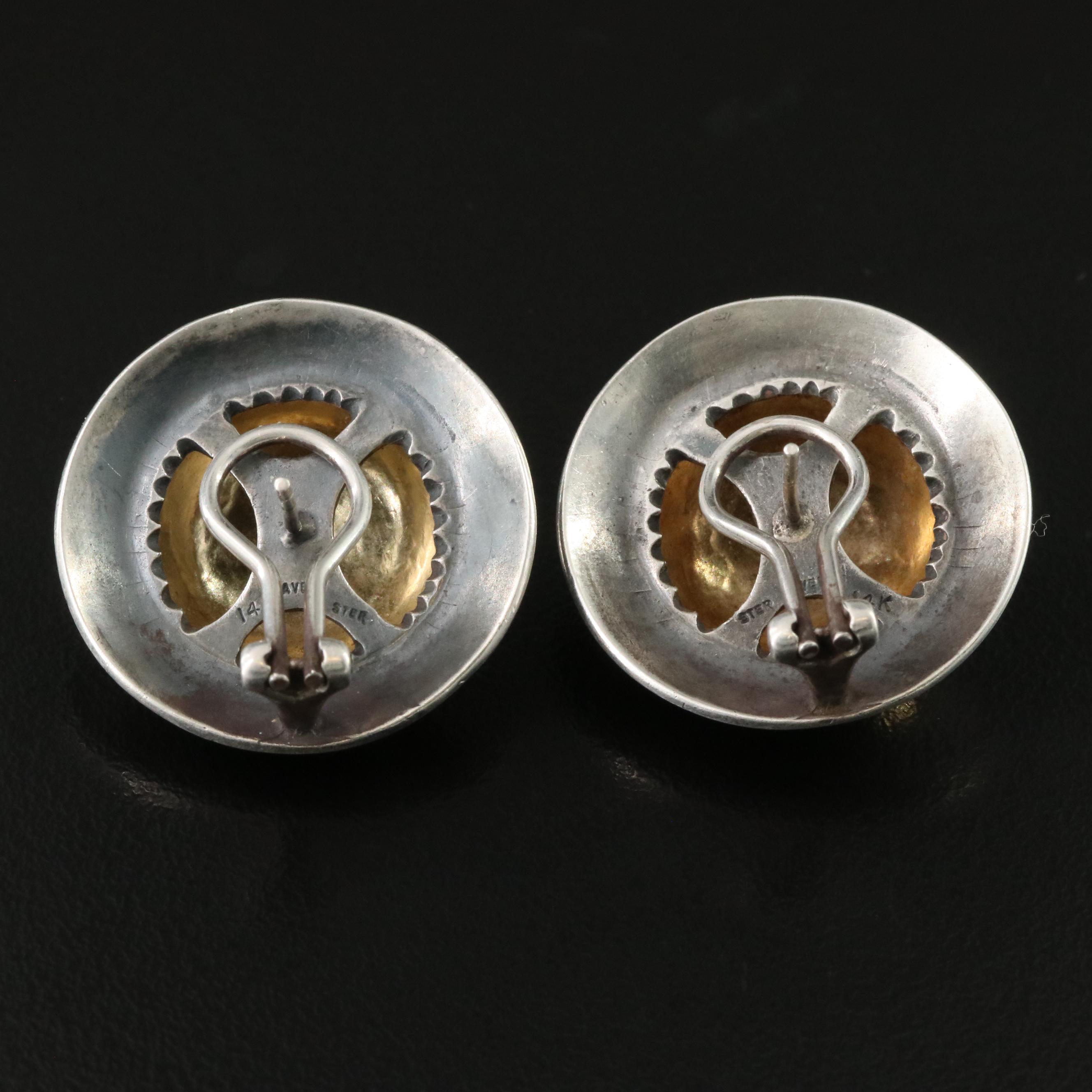 James Avery Sterling and 14K Button Earrings