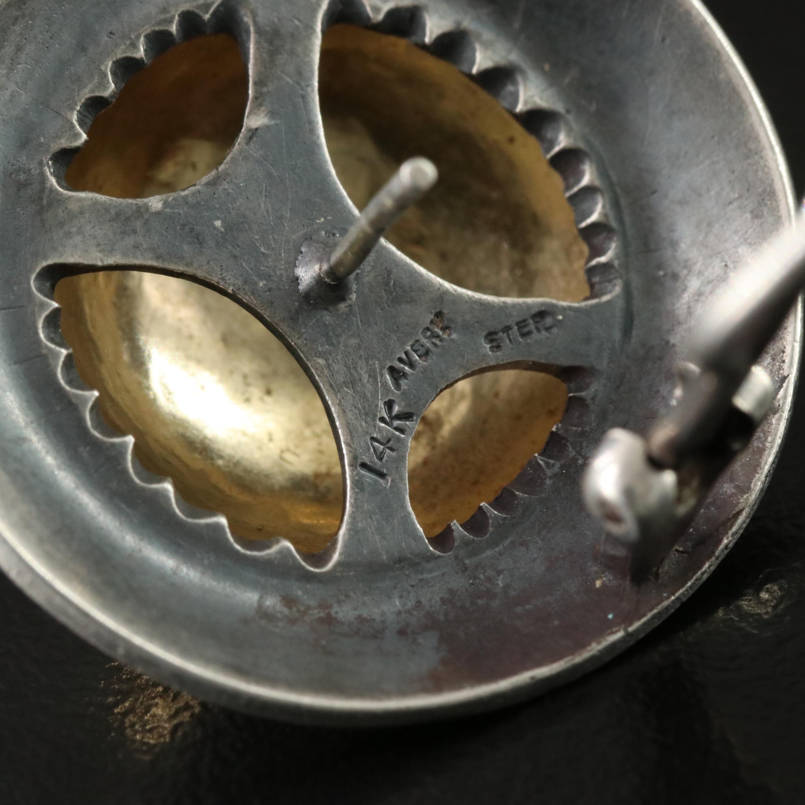 James Avery Sterling and 14K Button Earrings