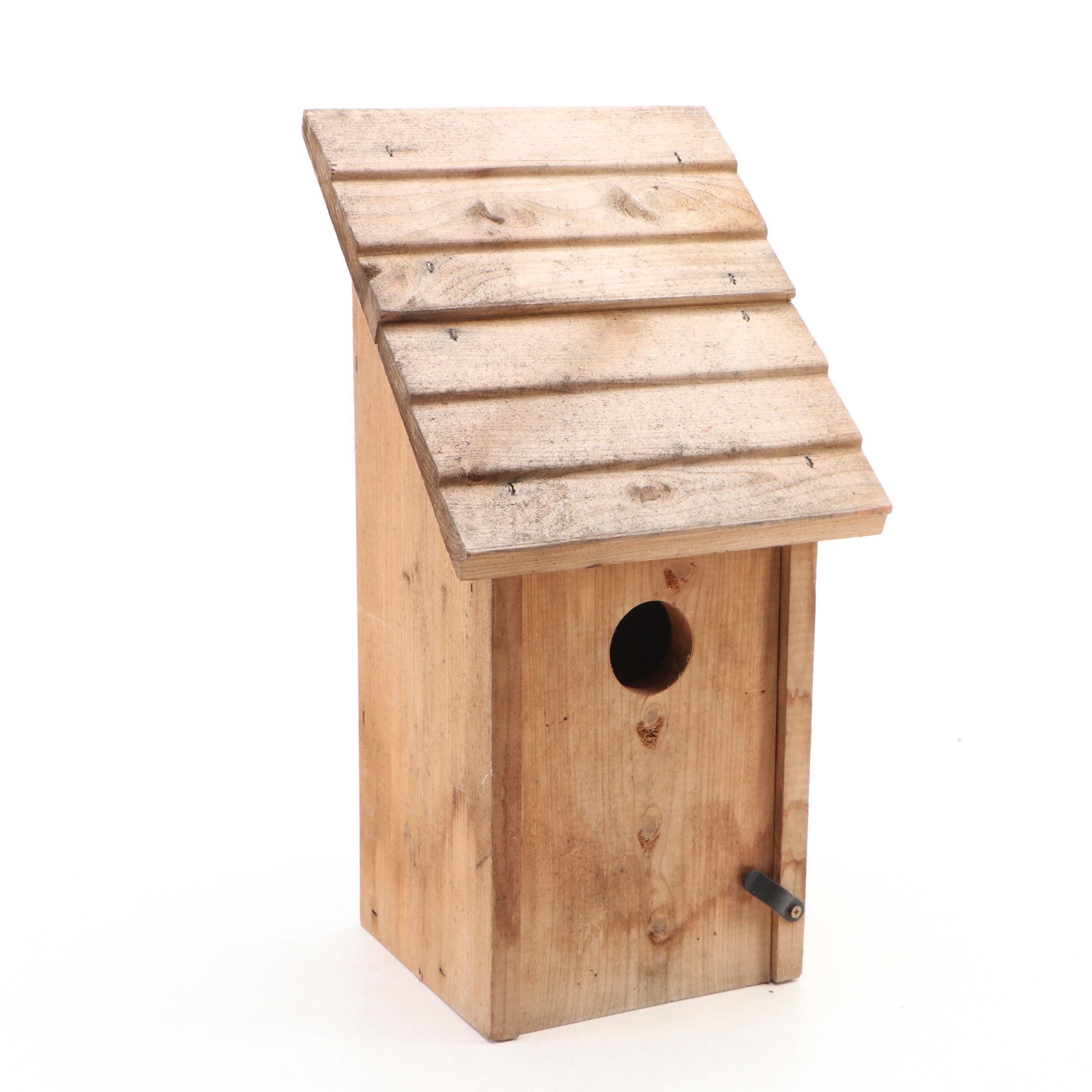 Wood Birdhouse with Hummingbird and Other Bird Feeder