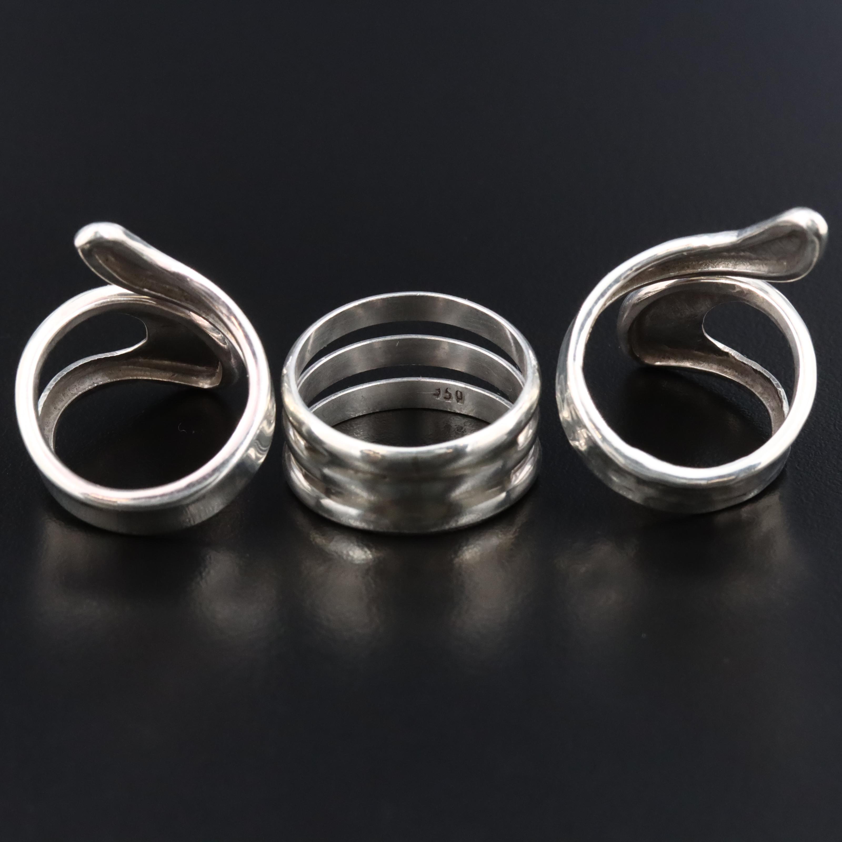 Sterling and 950 Silver Rings