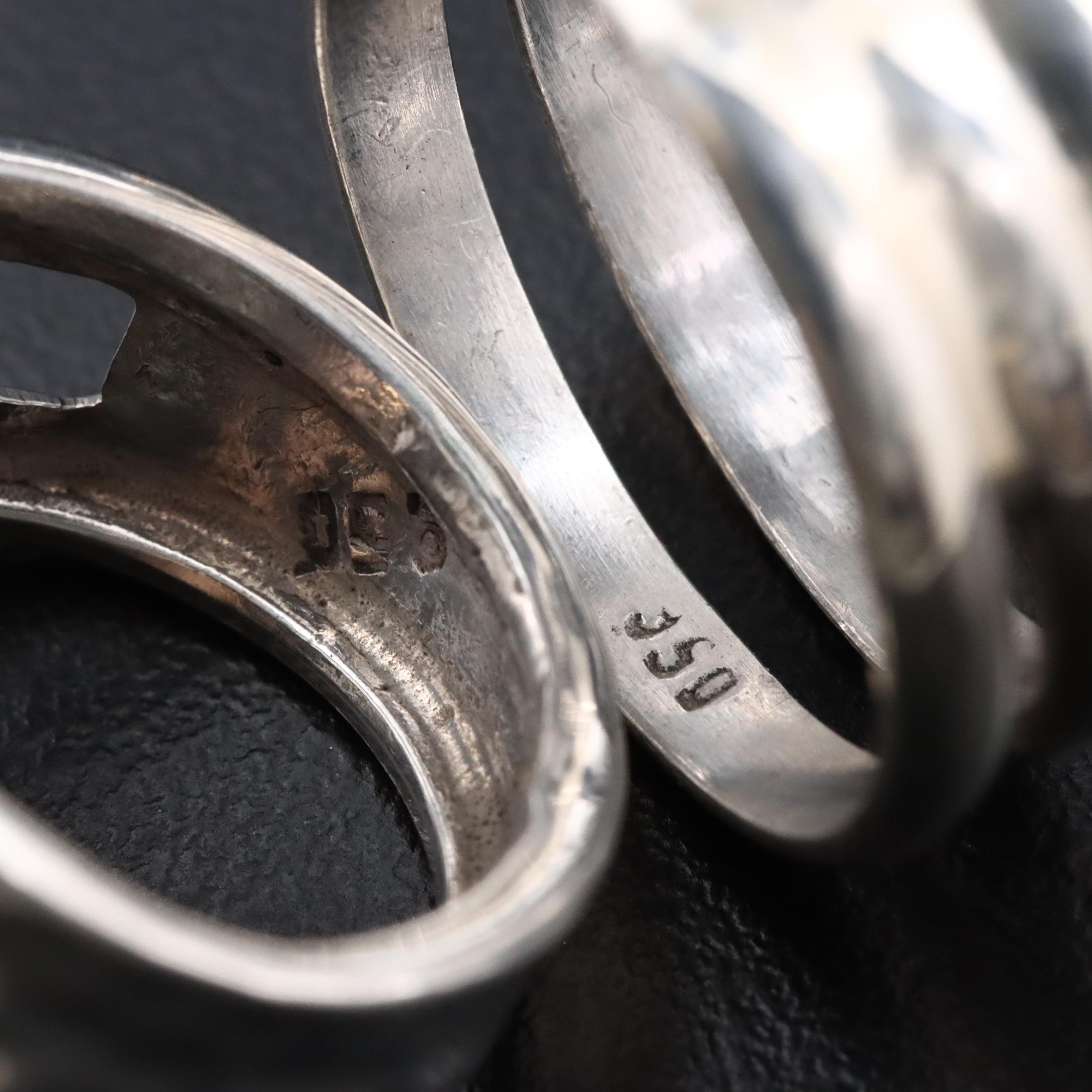 Sterling and 950 Silver Rings