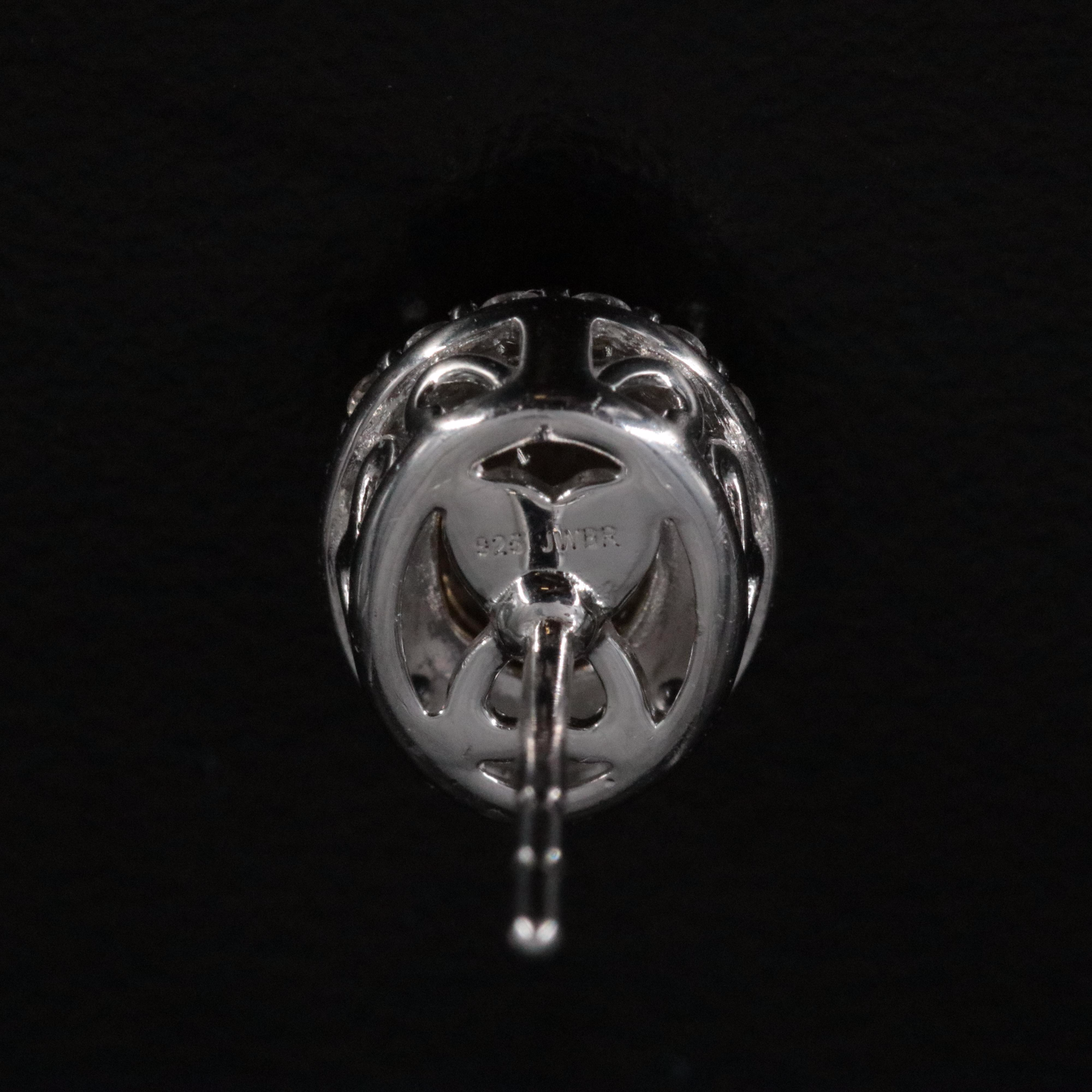 Sterling Citrine and Diamond Halo Stud Earrings