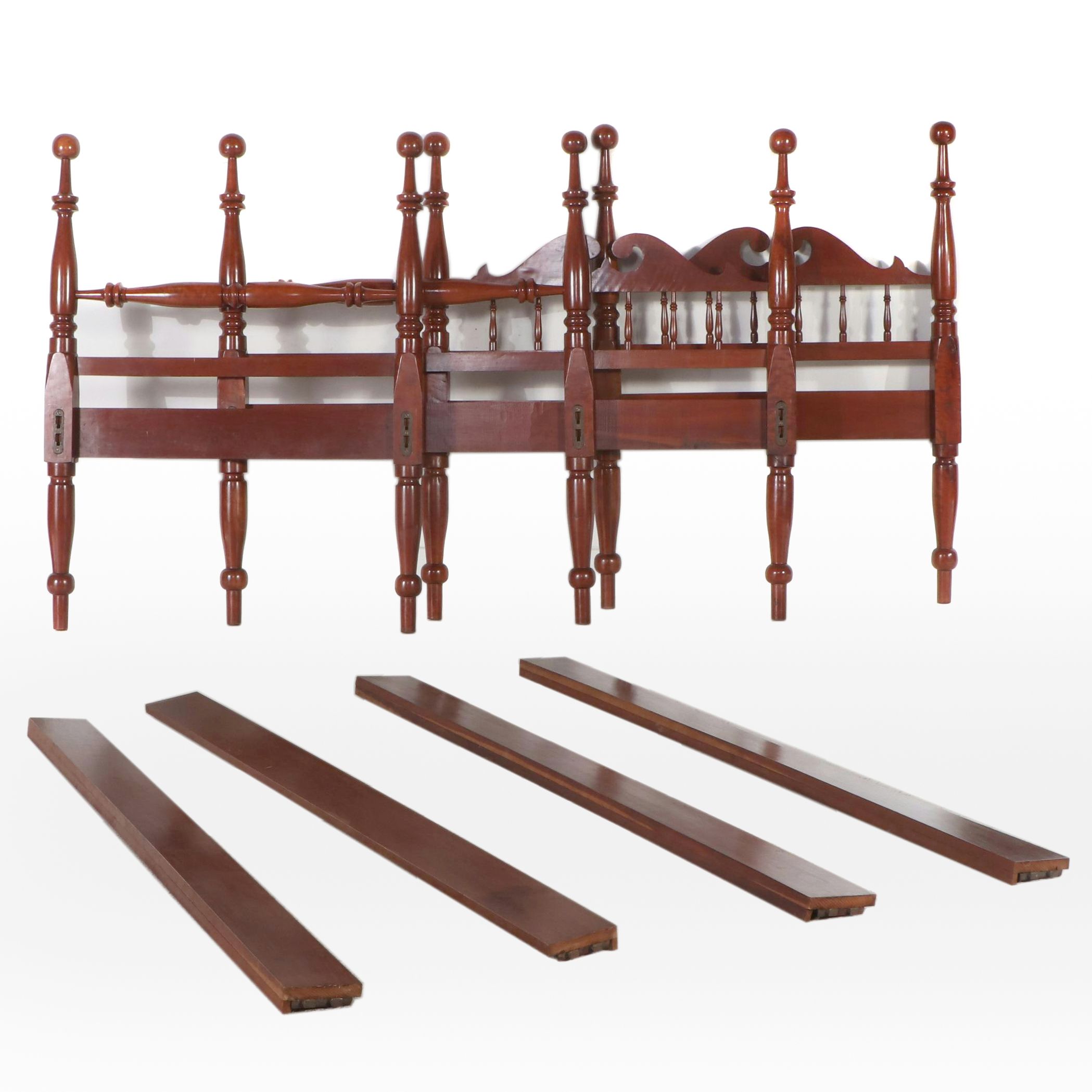 Pair of American Colonial Style Cherry Twin Size Bed Frames
