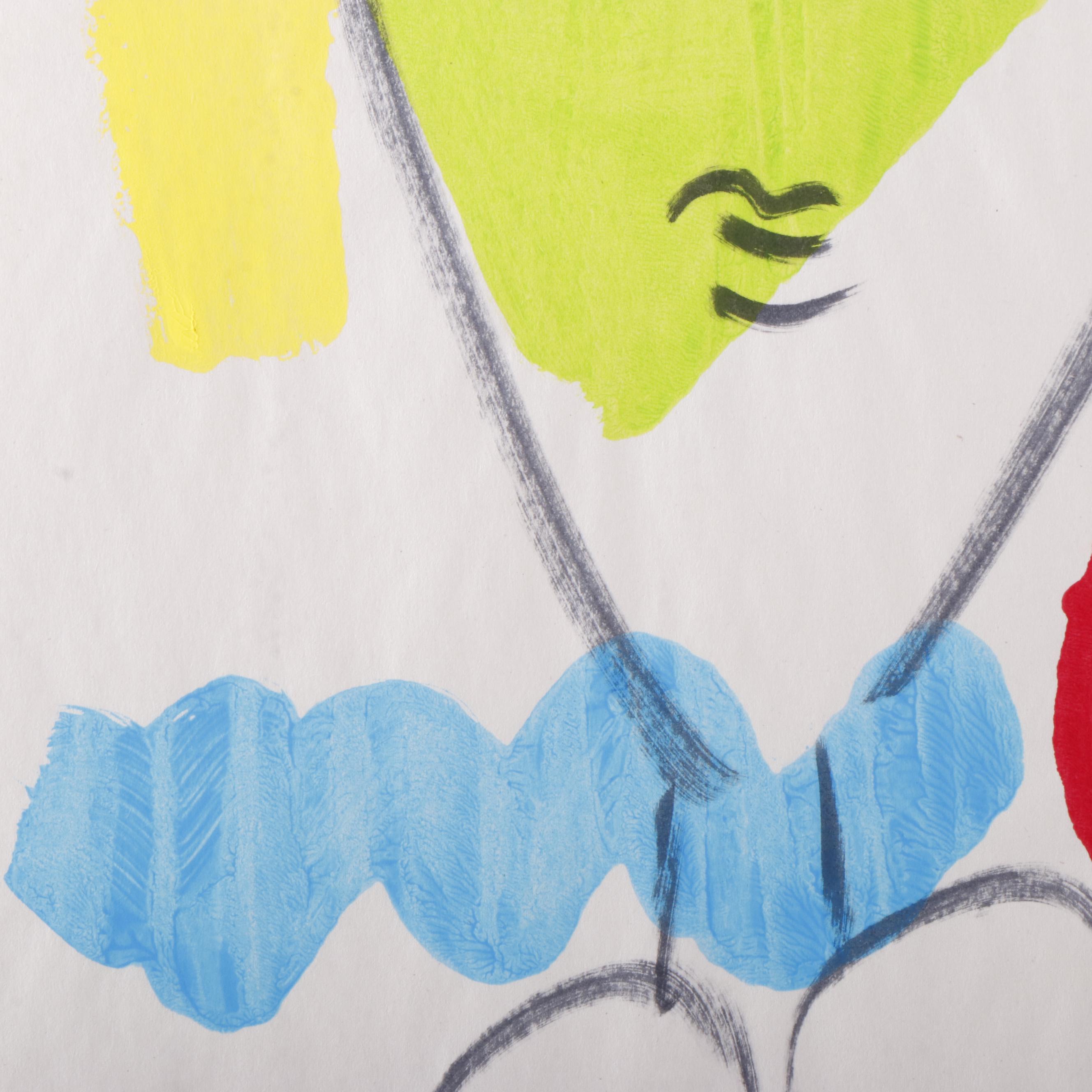 Peter Keil Abstract Acrylic Portrait Painting, Late 20th Century