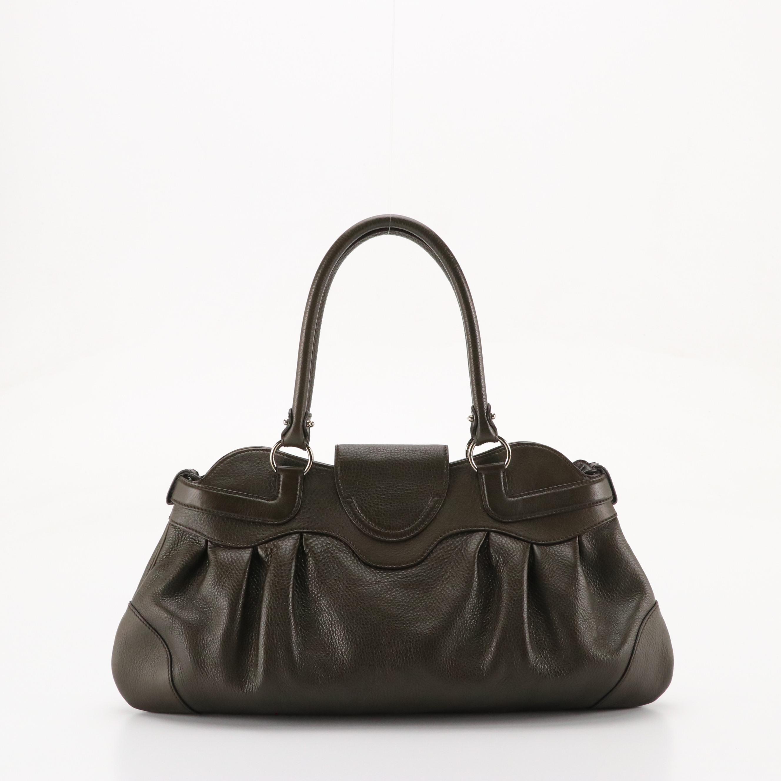 Salvatore Ferragamo Marisa Shoulder Bag in Dark Olive Green Calfskin Leather