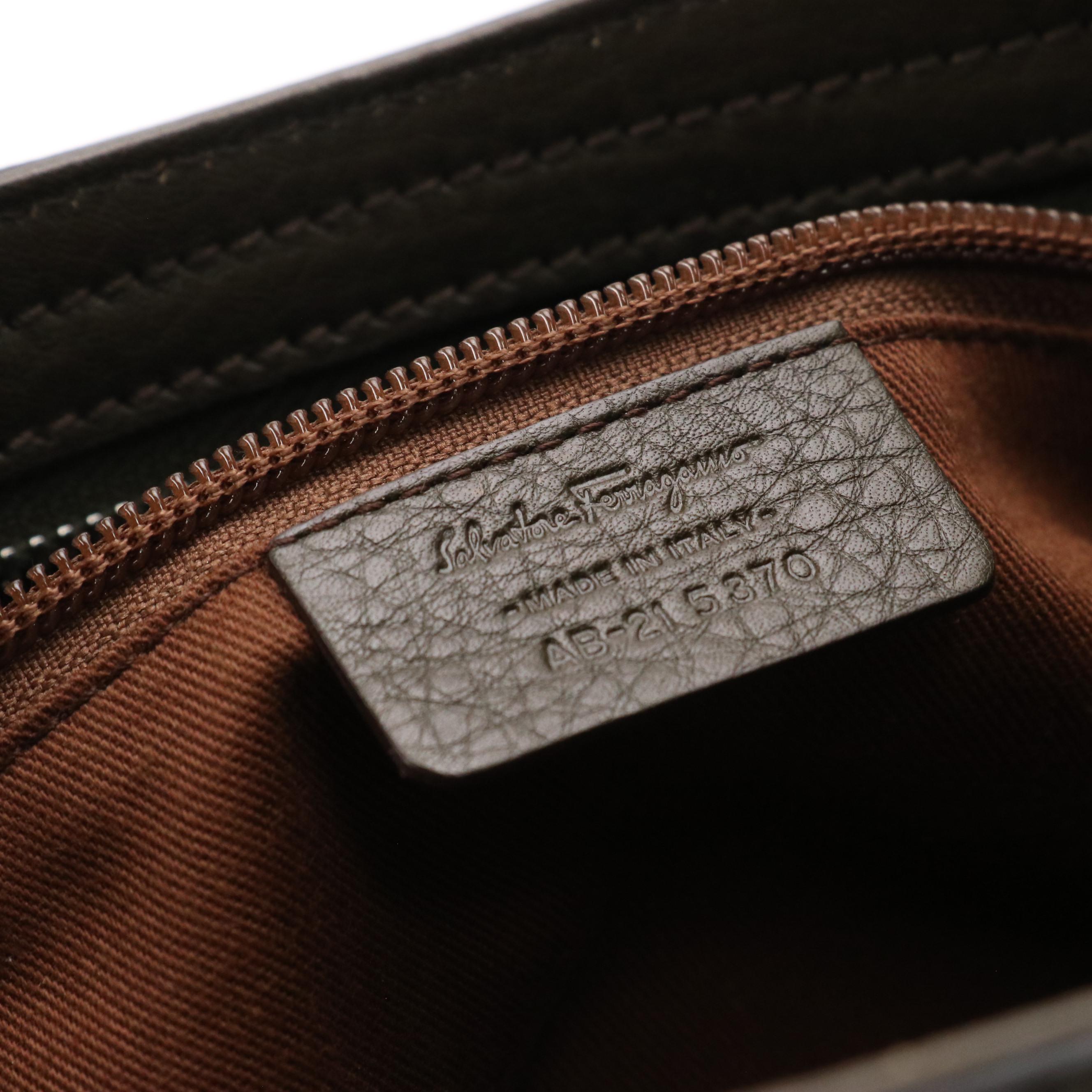 Salvatore Ferragamo Marisa Shoulder Bag in Dark Olive Green Calfskin Leather