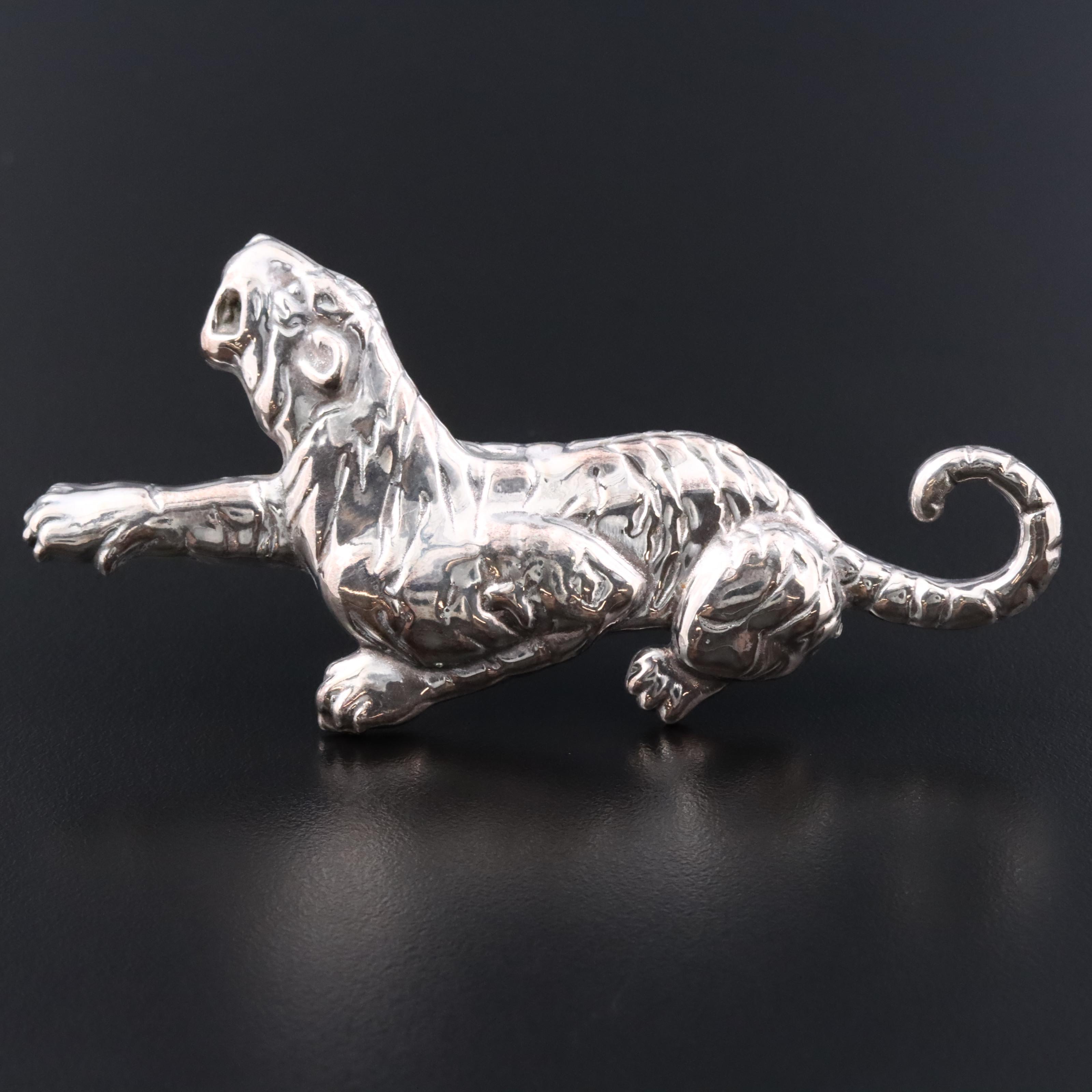 Sterling Electroformed Tiger Brooch