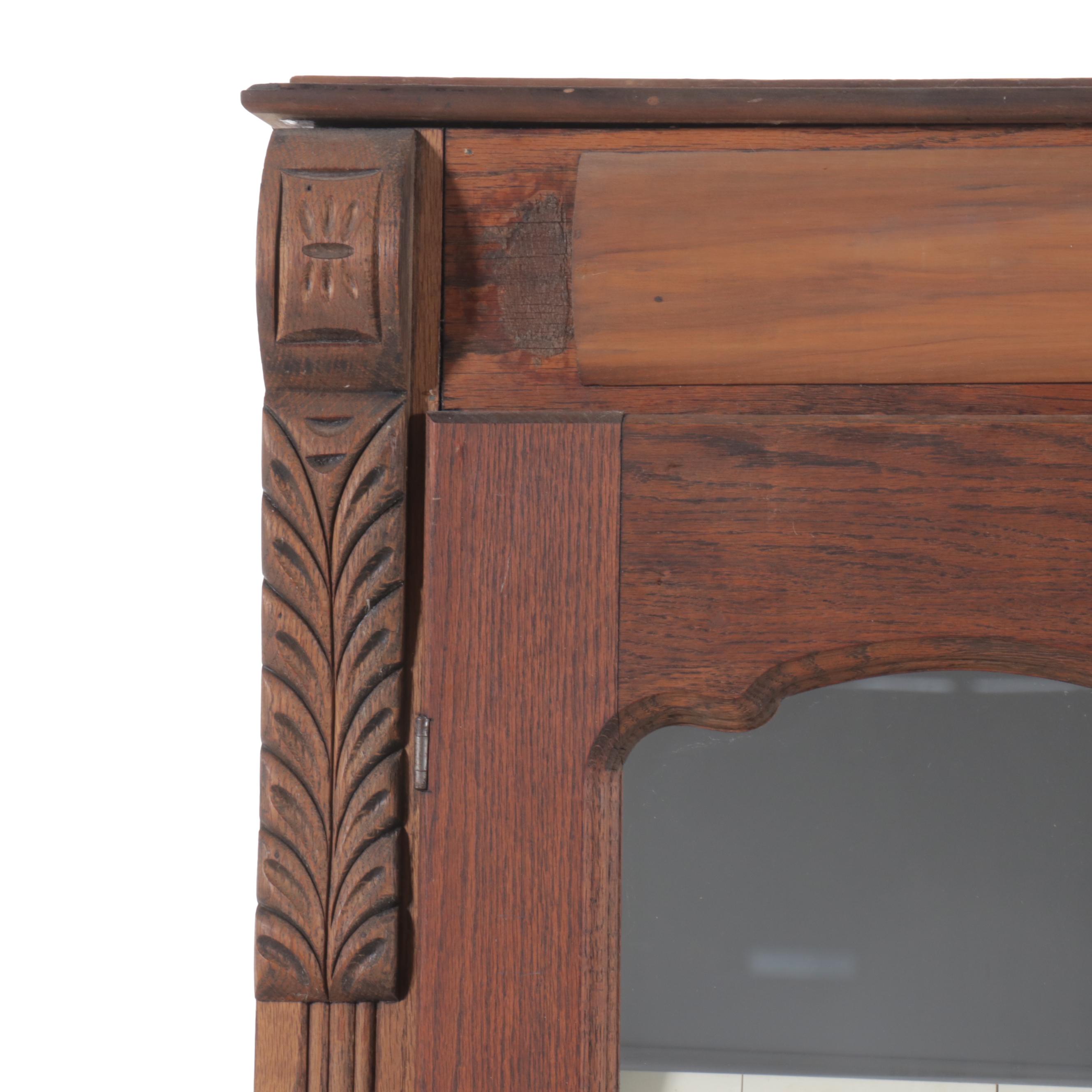 Victorian Style Carved Oak China Cabinet