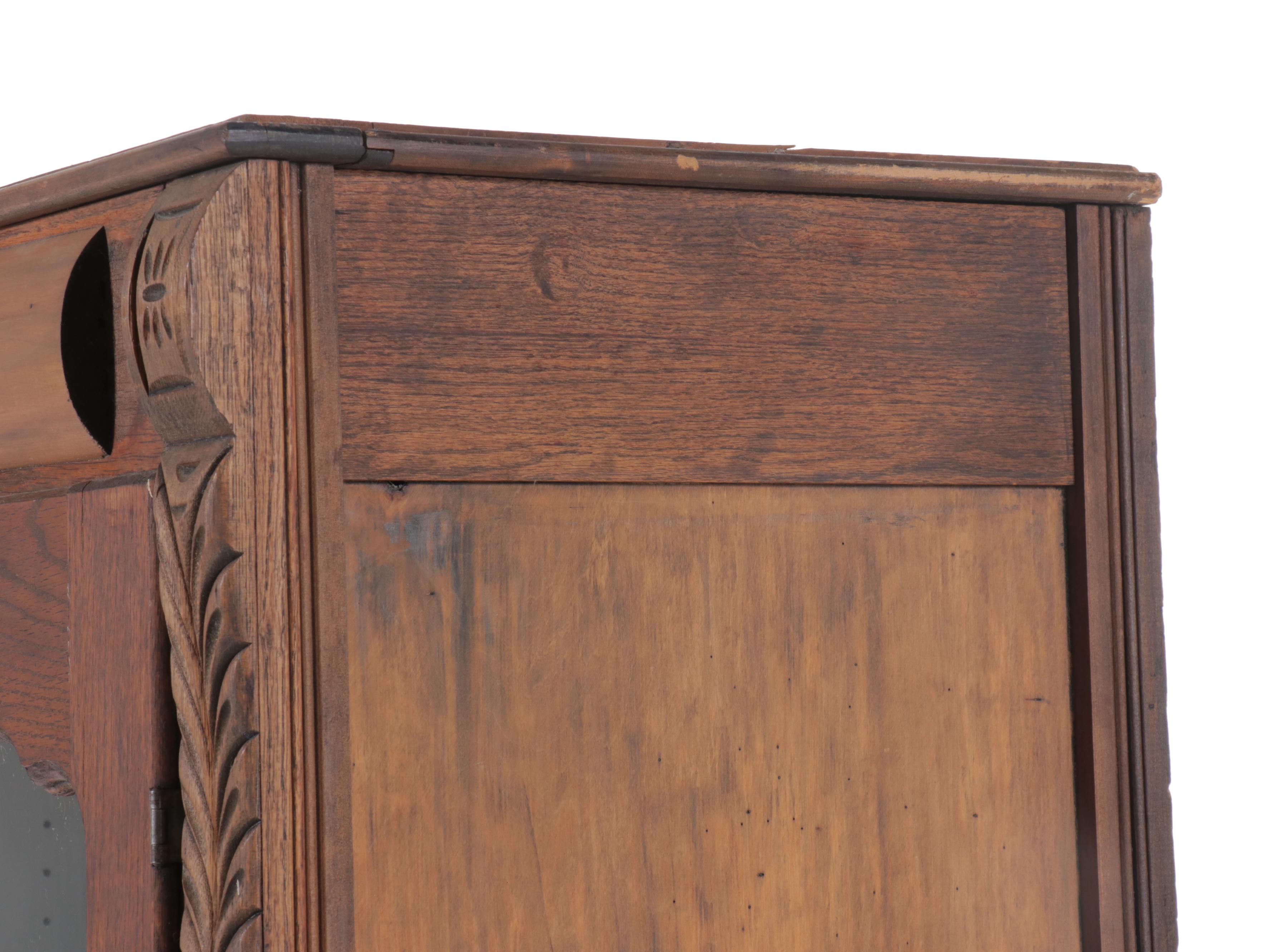 Victorian Style Carved Oak China Cabinet