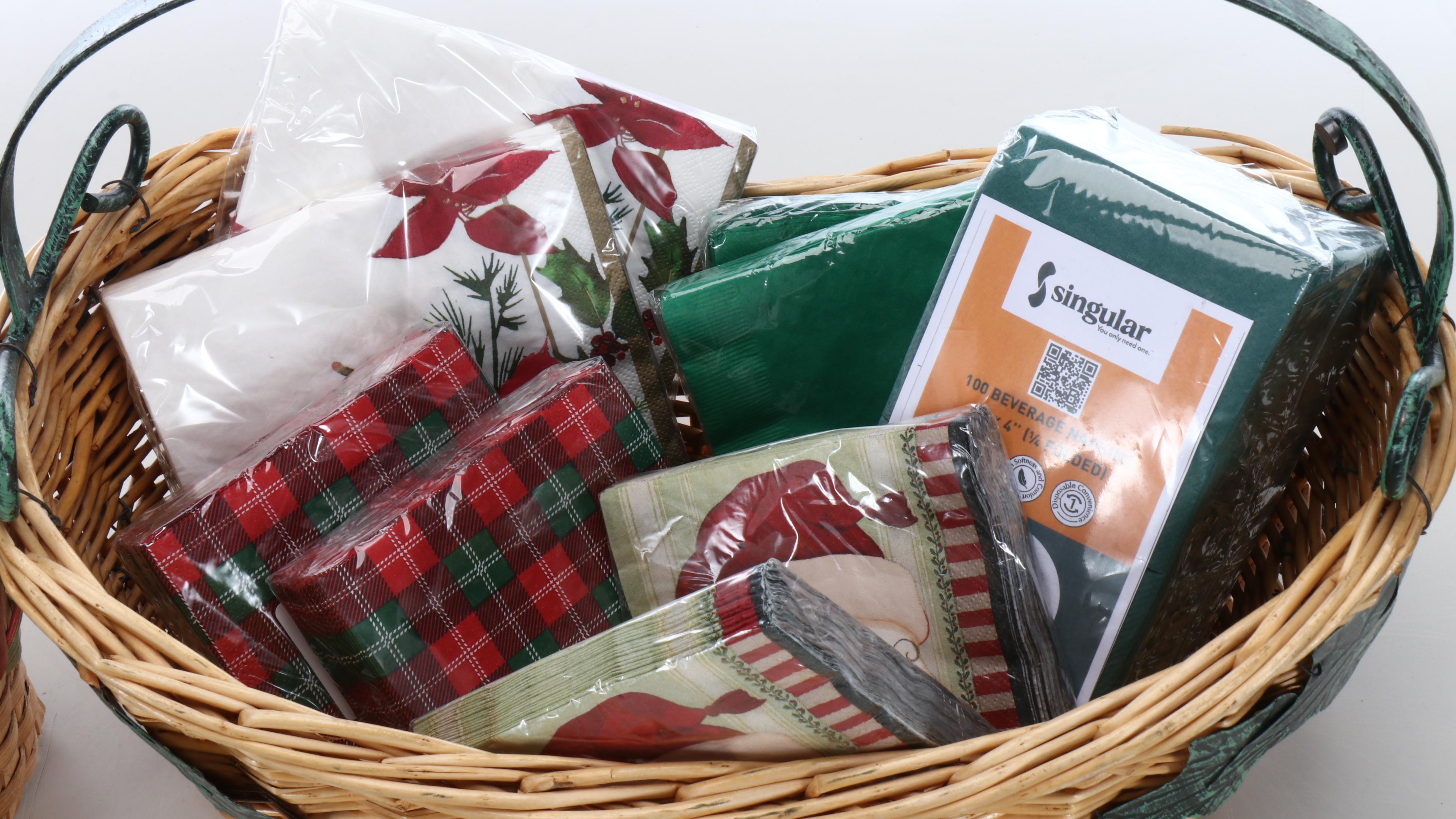 Christmas-Themed Baskets with Other Décor