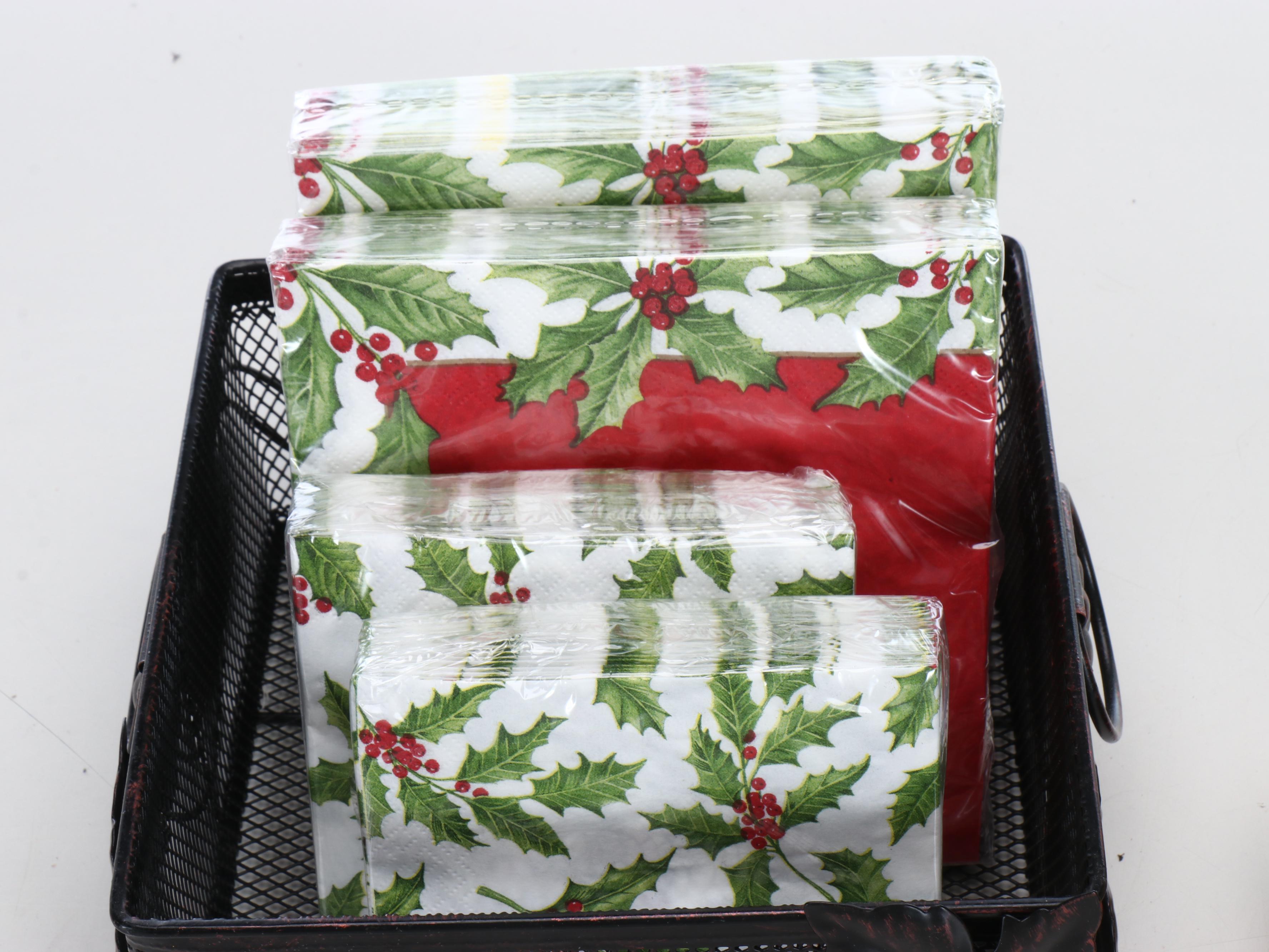 Christmas-Themed Baskets with Other Décor