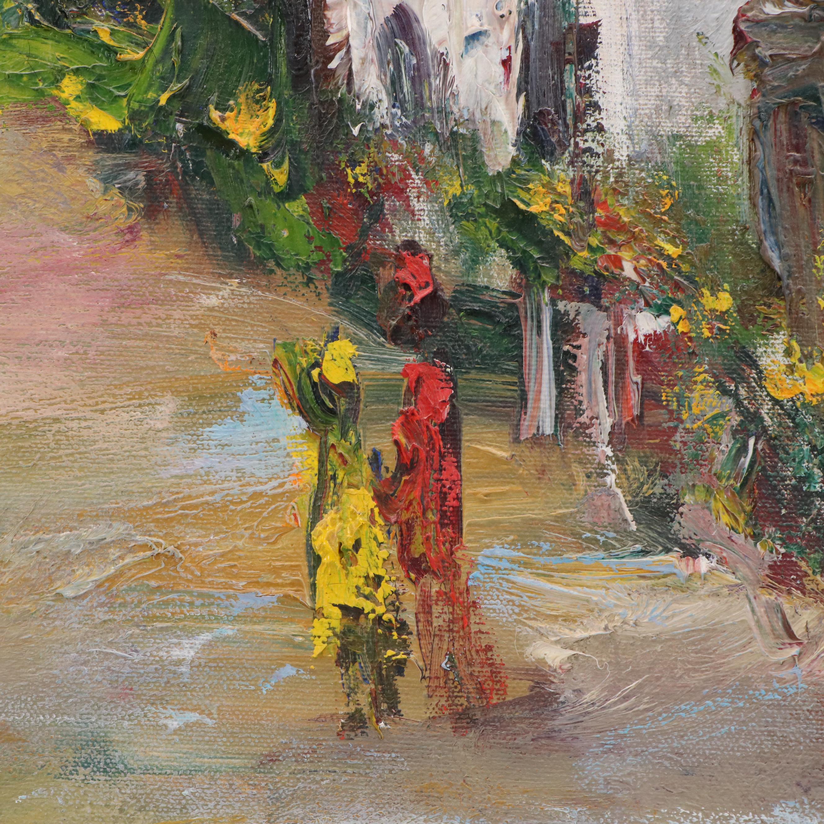 David Pallock Landscape Oil Painting of New England Street Scene, 1970