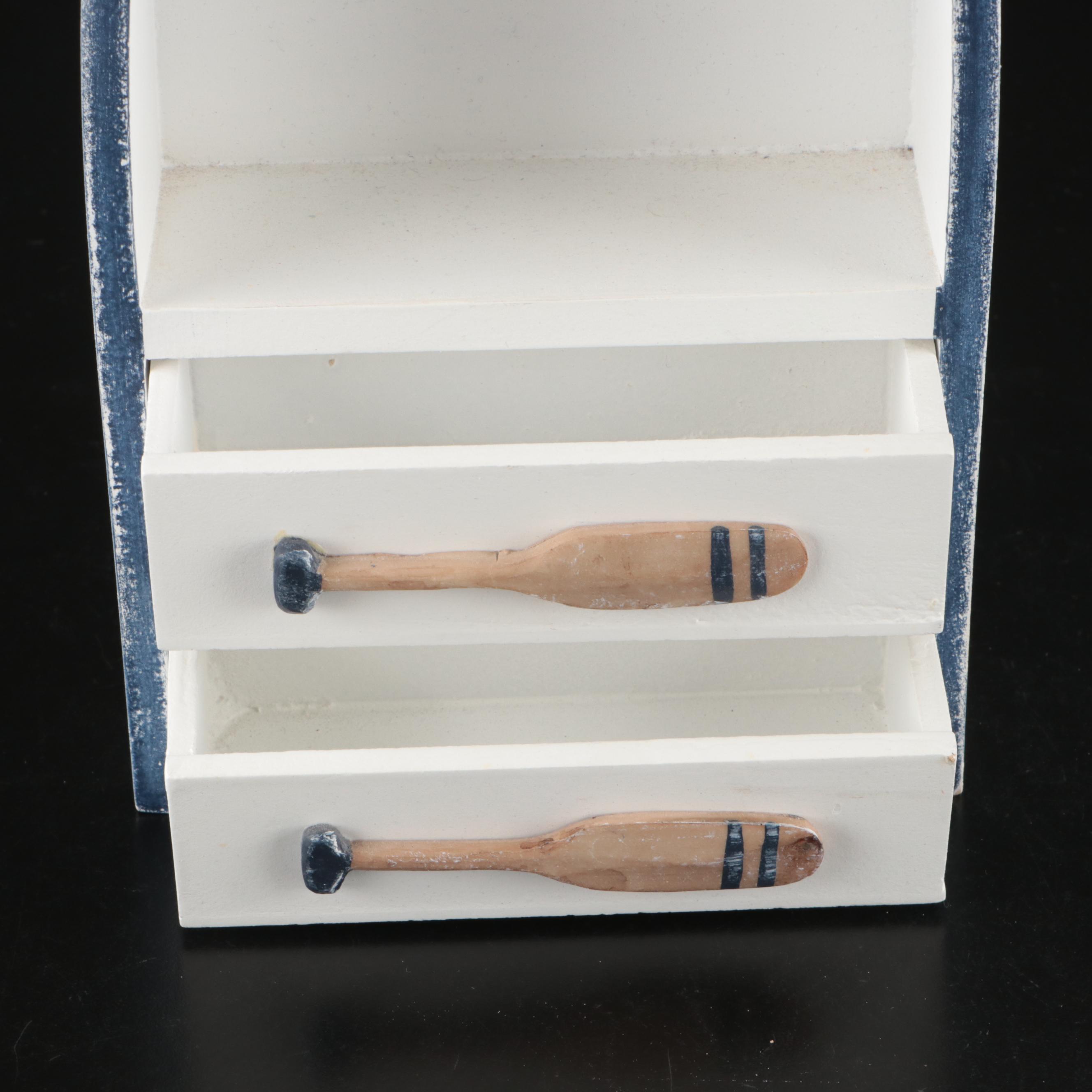 Nautical Style Life Ring Wall Clock with Wood Mirror and Wall Hanging Décor