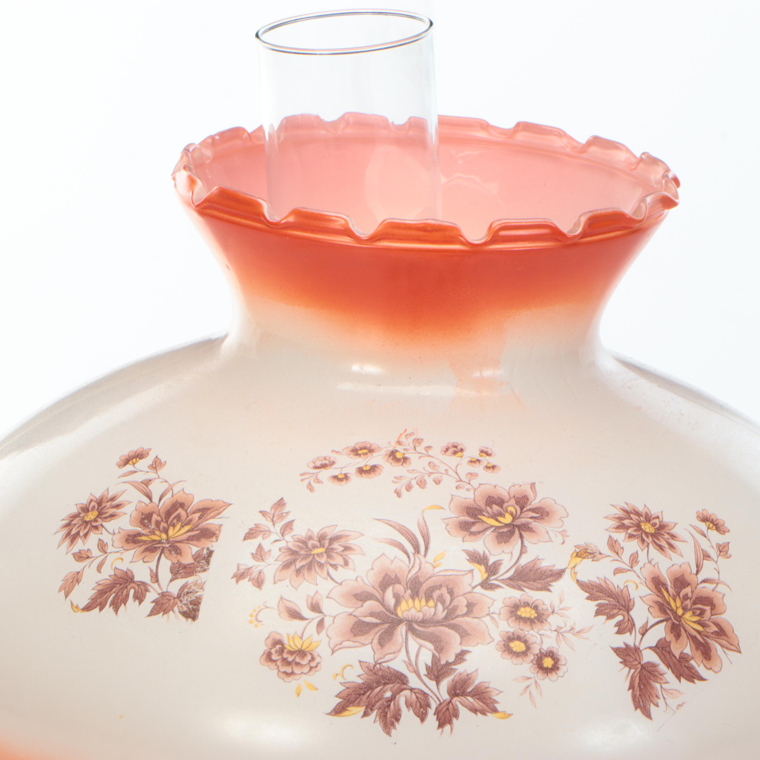 Victorian Style Transfer-Decorated Parlor Lamp, Mid-20th Century